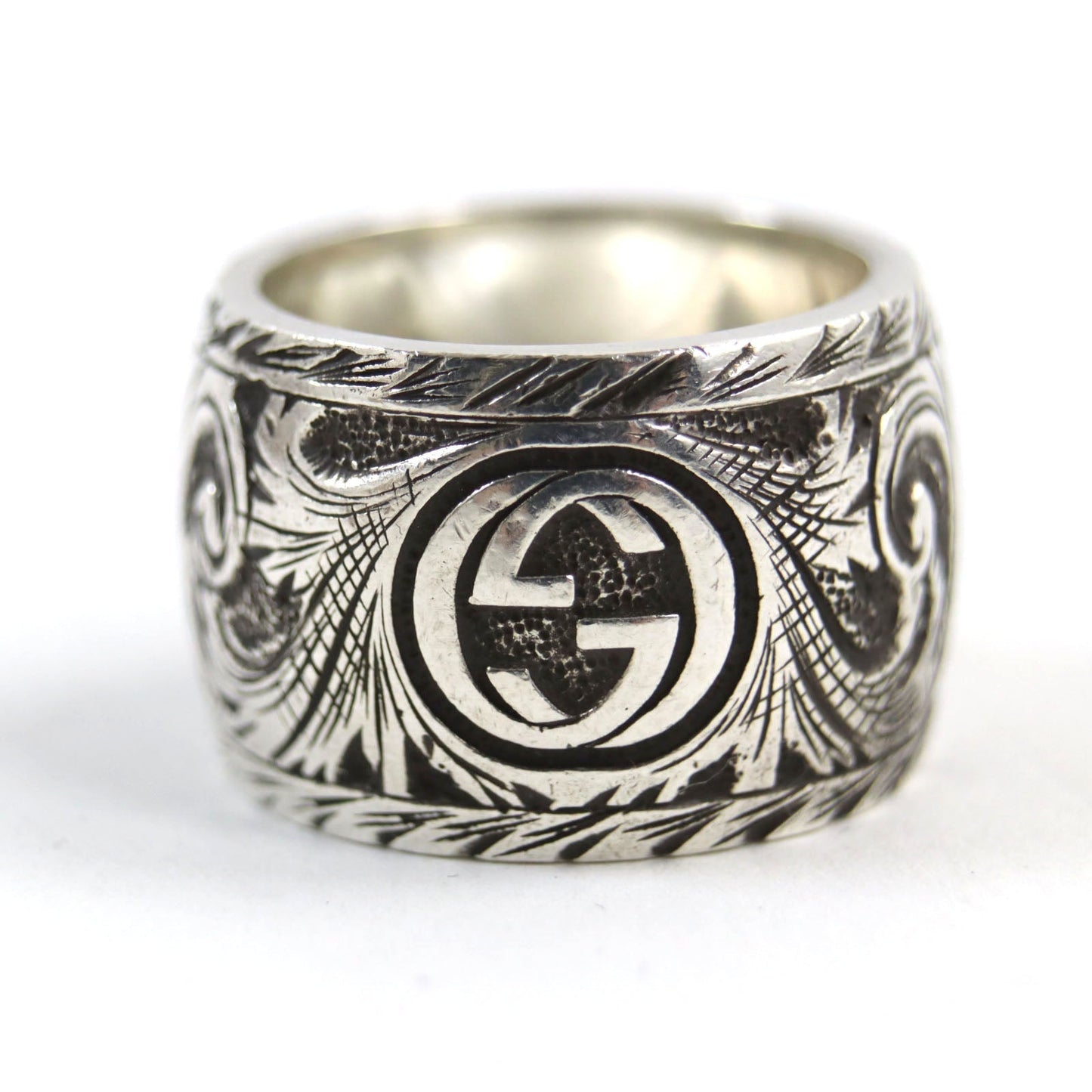 GUCCI Ring 433573 AG925 Silver Cat Head Arabesque Garden