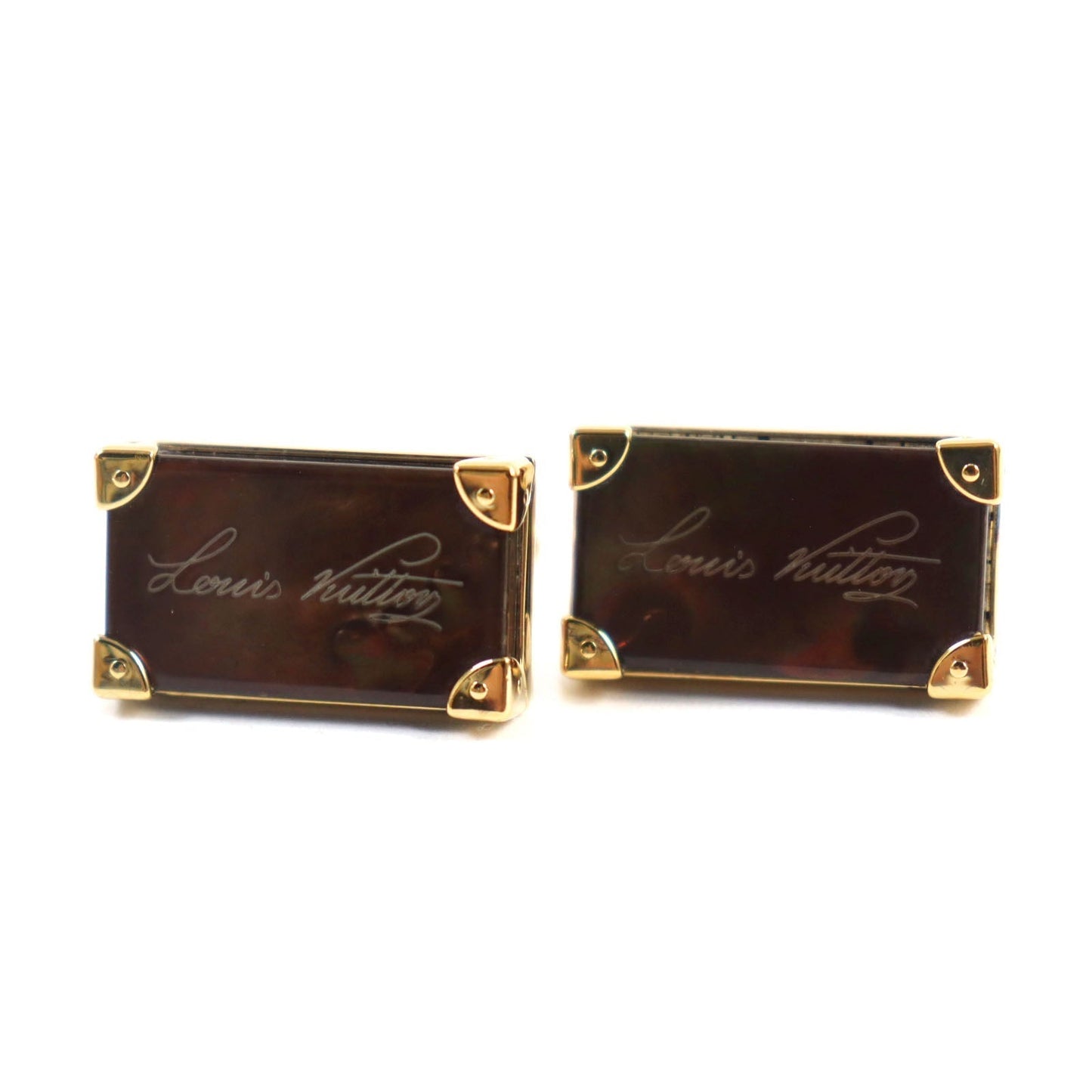 LOUIS VUITTON cuffs AG925 Brown gold Button de Manchette Signiture