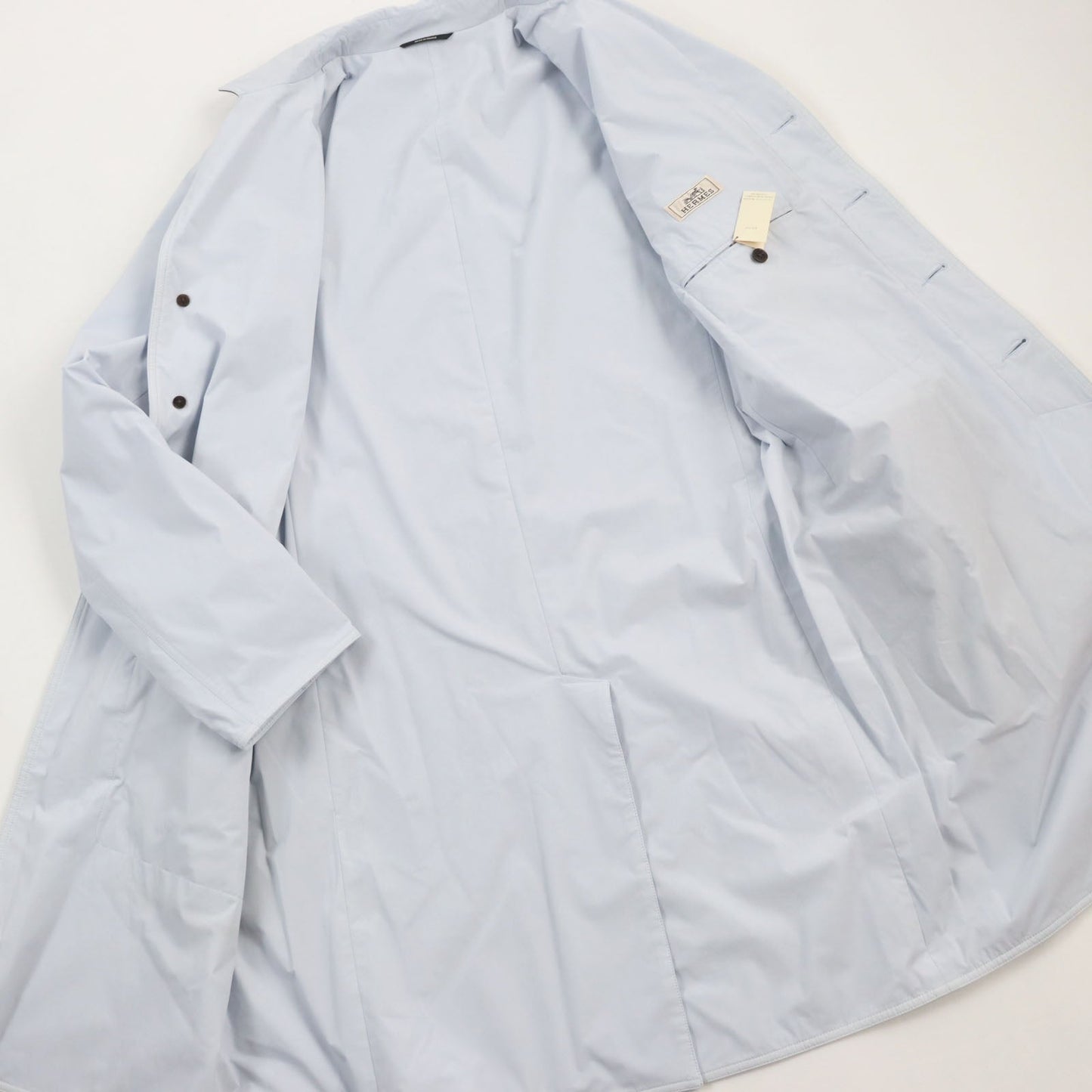 HERMES coat Main: 80% nylon, Main: 20% polyurethane, Part: Lamb leather Light blue Liverpool mens 54 Used