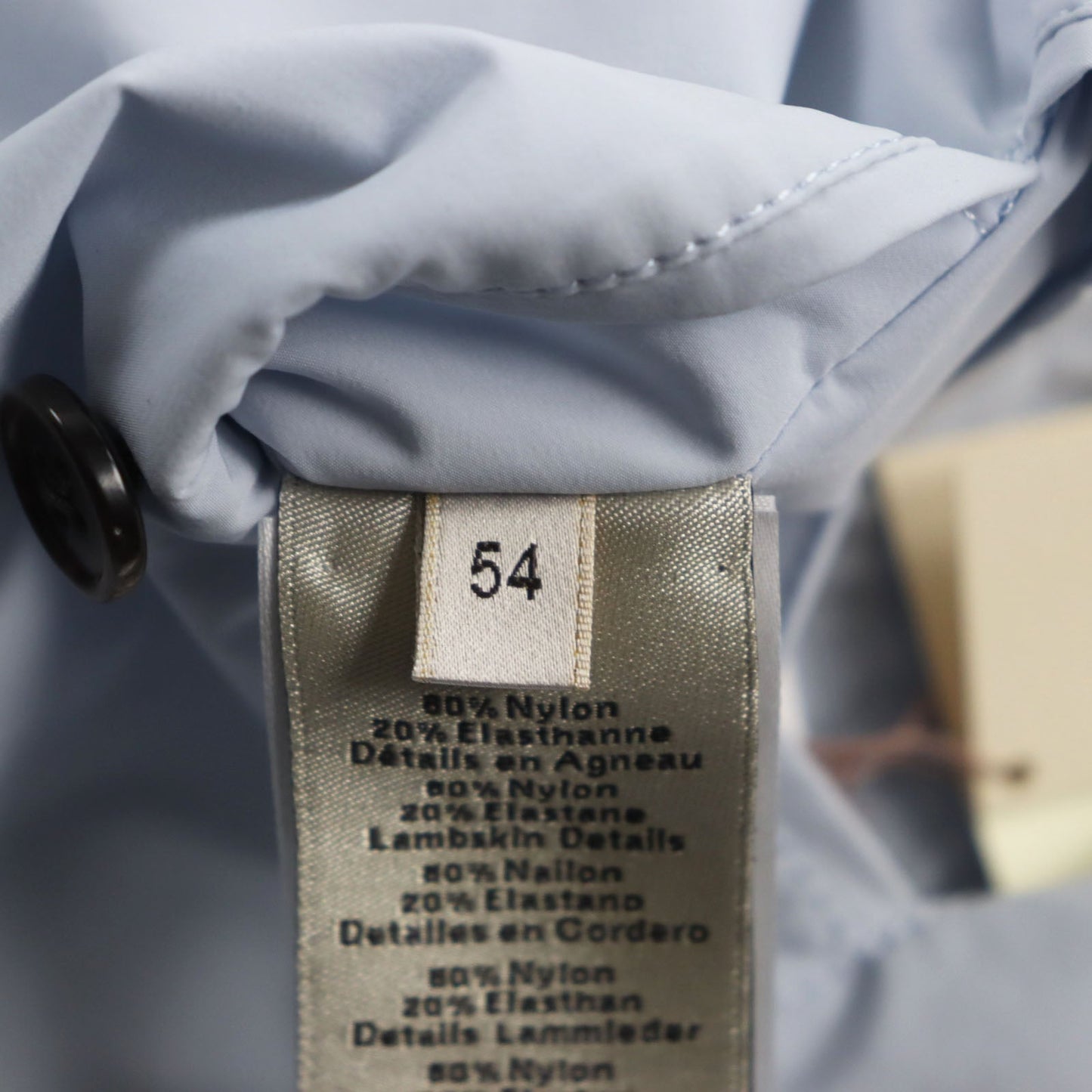 HERMES coat Main: 80% nylon, Main: 20% polyurethane, Part: Lamb leather Light blue Liverpool mens 54 Used
