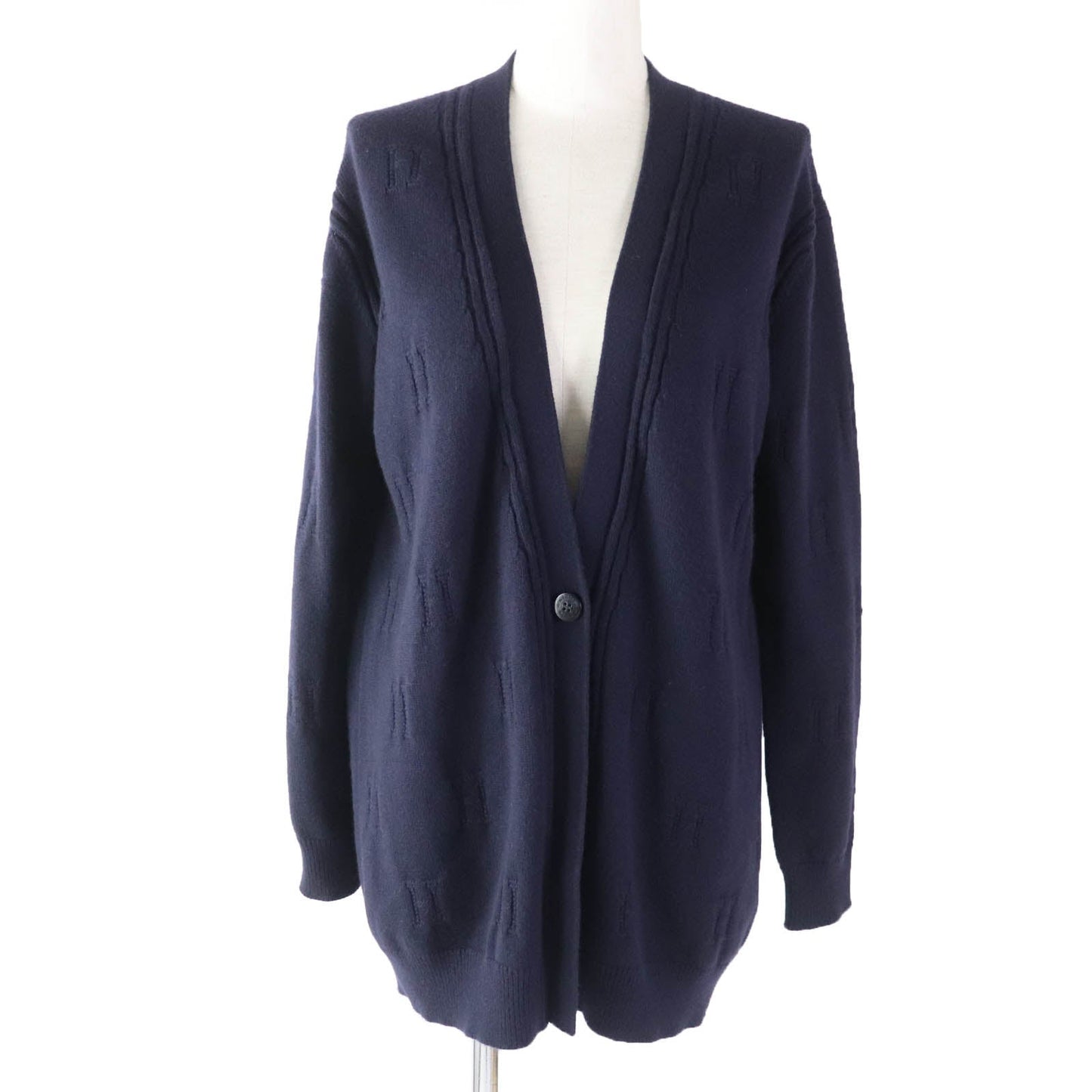 HERMES cardigan wool Navy 34