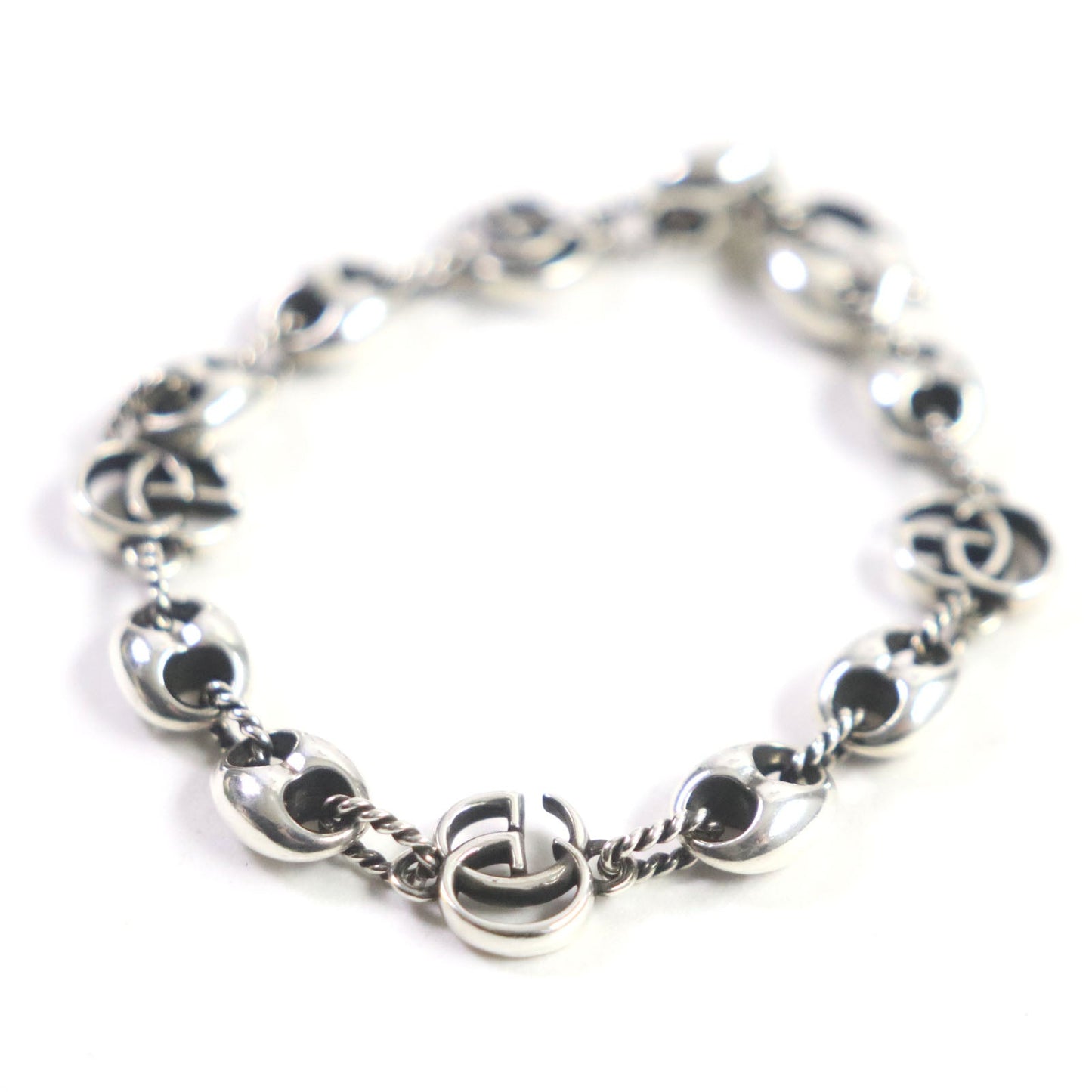 GUCCI bracelet 627118 AG925 Silver Double G Thread Pig Nose