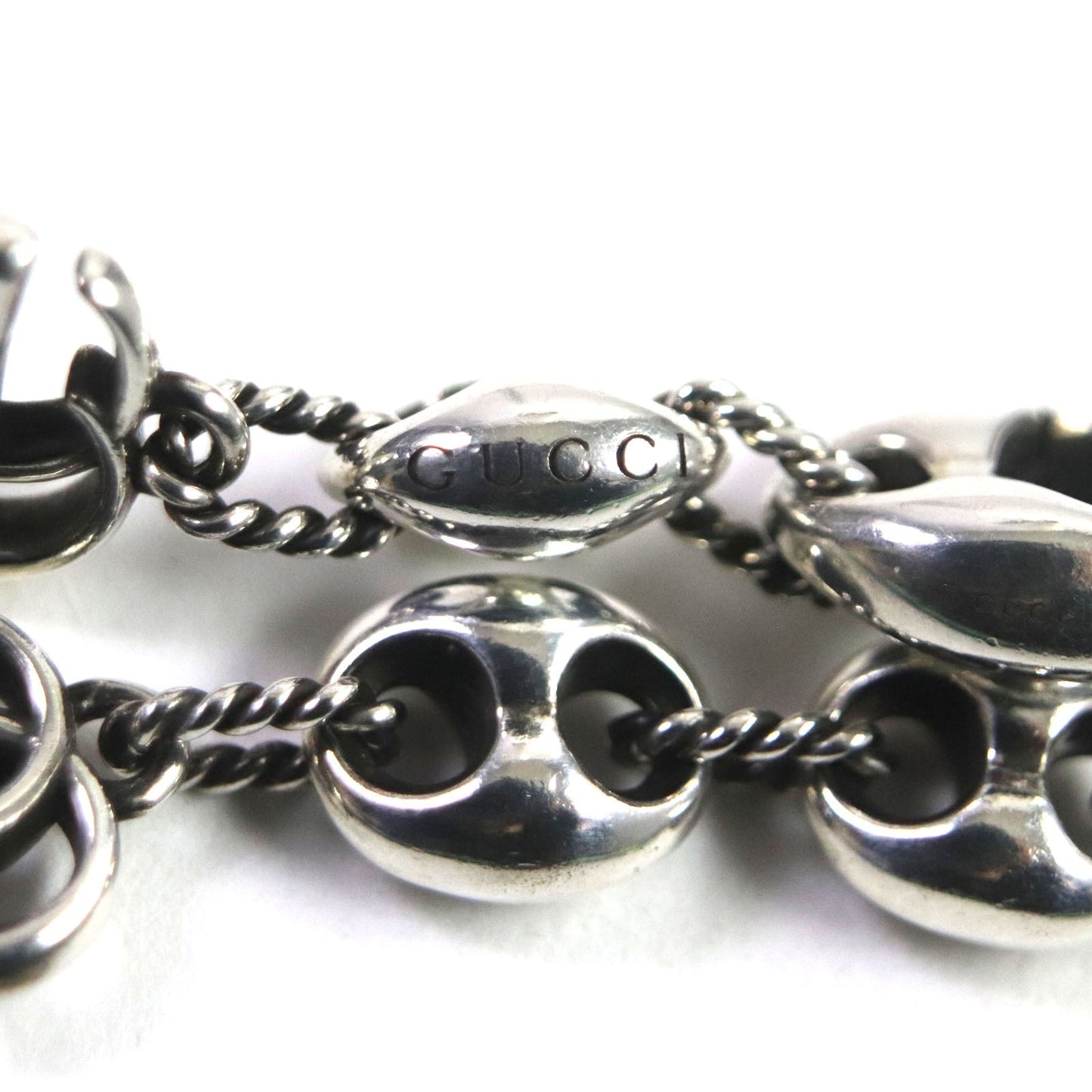 GUCCI bracelet 627118 AG925 Silver Double G Thread Pig Nose