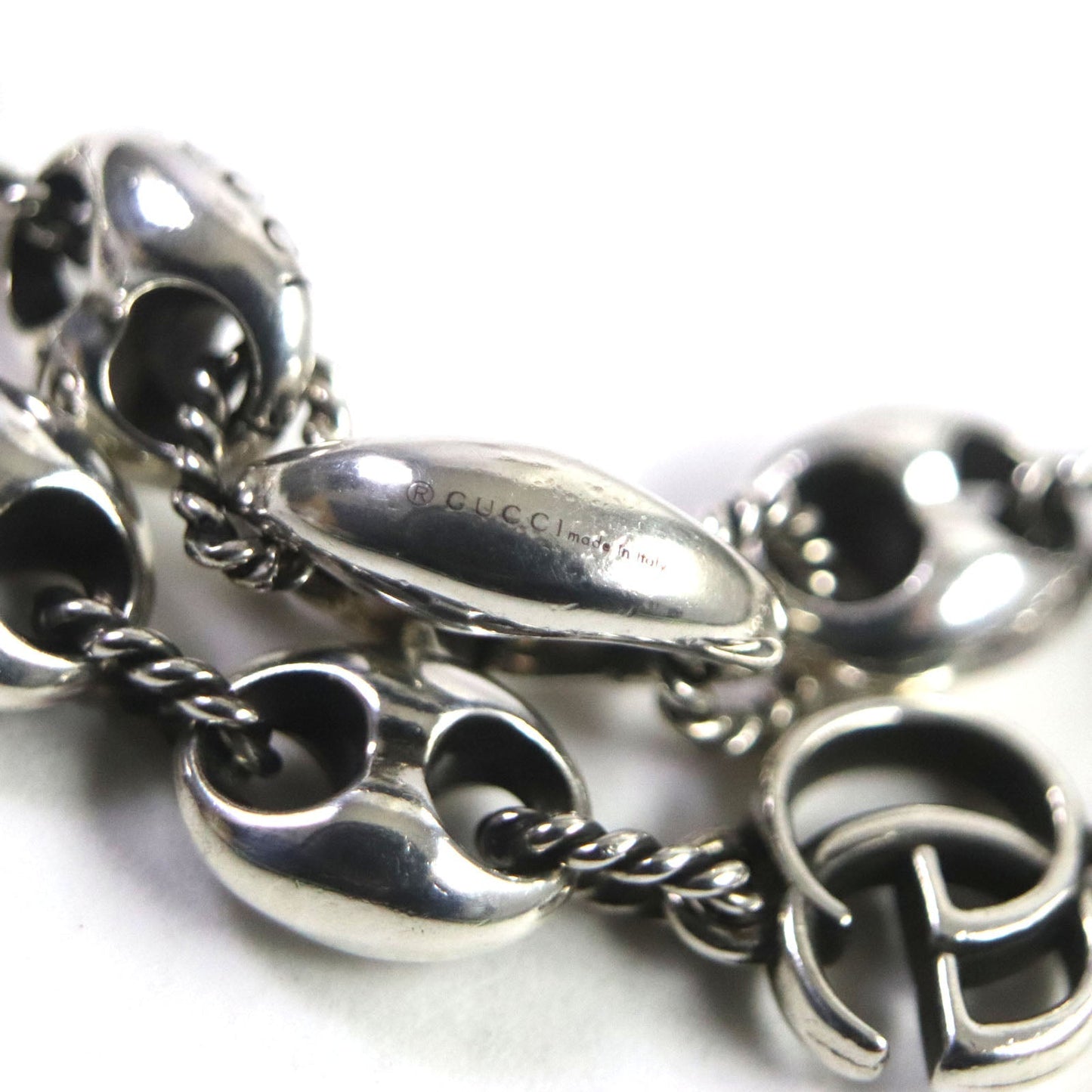GUCCI bracelet 627118 AG925 Silver Double G Thread Pig Nose