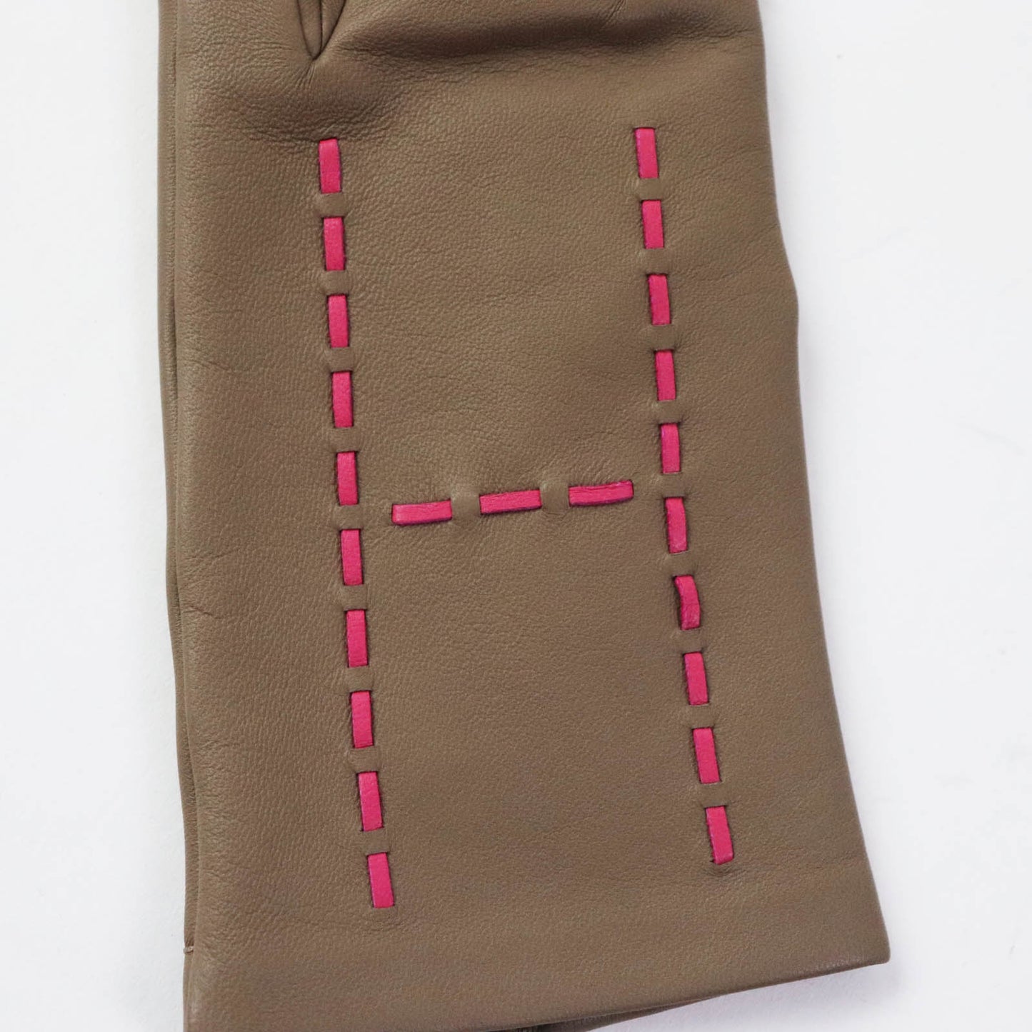 HERMES gloves Lamb leather Brown Gray Type Pink 6.5