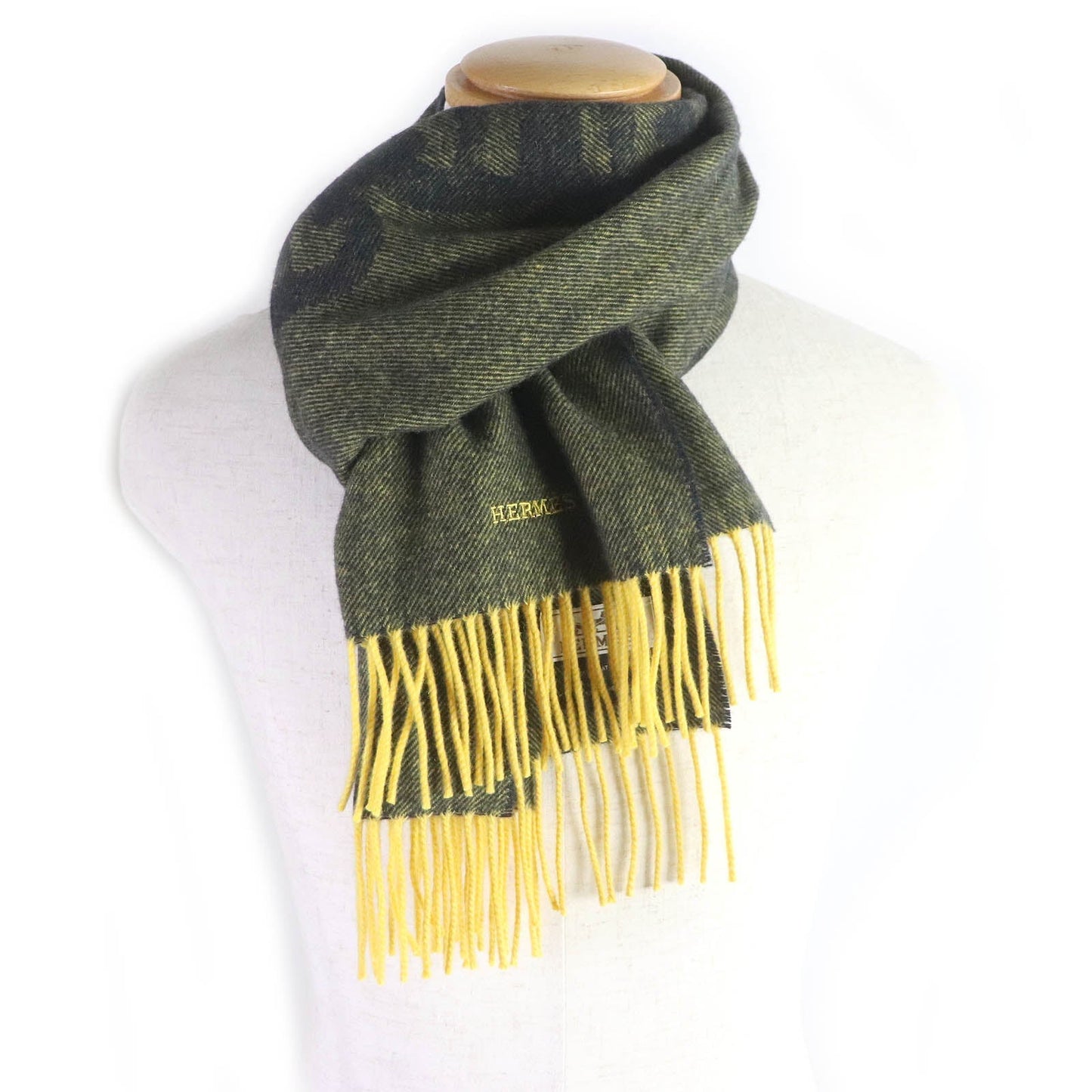 HERMES Scarf Main: 100% cashmere Yellow type mens Used