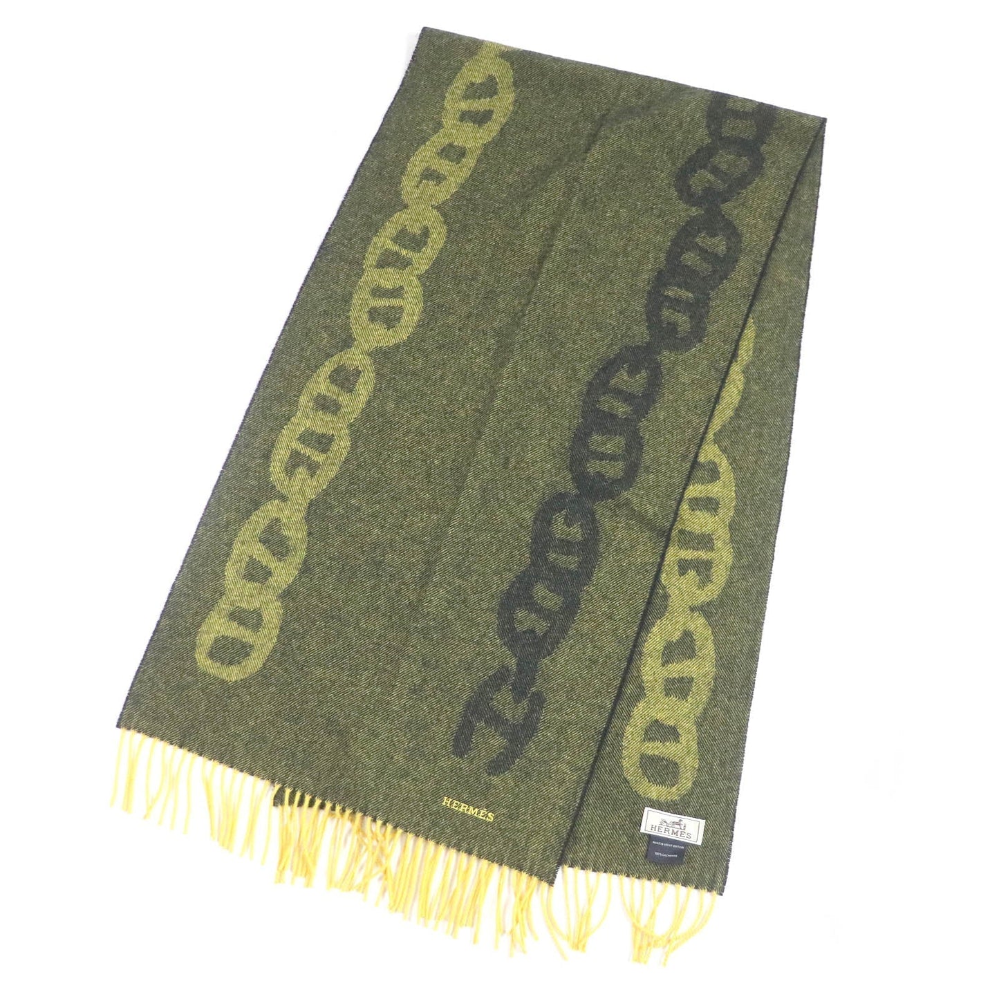 HERMES Scarf Main: 100% cashmere Yellow type mens Used
