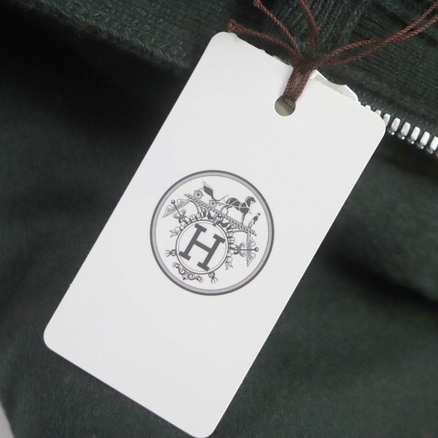 HERMES Down jacket Main: 100% cashmere, Lining: 100% cupra, Filling: 90% down, Filling: 10% feather, Knitted part: 66% wool, 28% cashmere, 5% nylon, 1% polyurethane green mens 46 Used