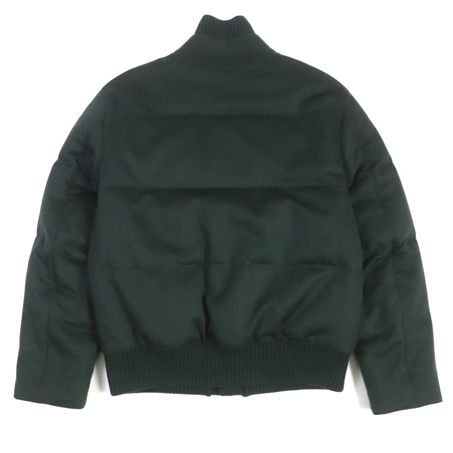 HERMES Down jacket Main: 100% cashmere, Lining: 100% cupra, Filling: 90% down, Filling: 10% feather, Knitted part: 66% wool, 28% cashmere, 5% nylon, 1% polyurethane green mens 46 Used