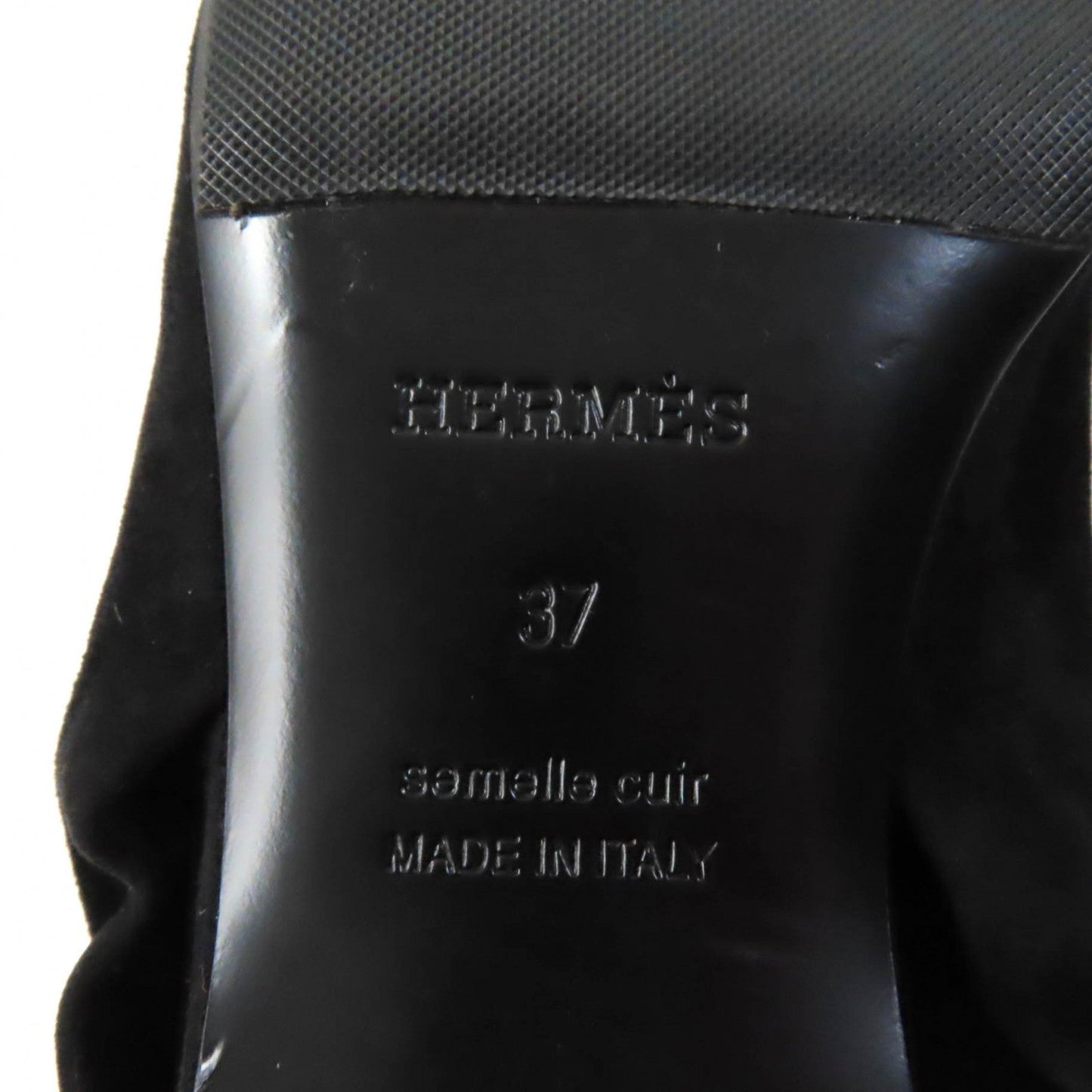 HERMES pumps Suede leather black 37