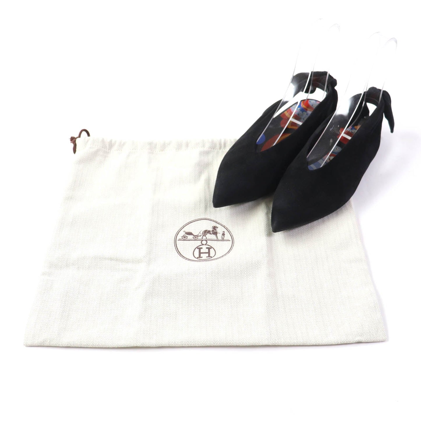 HERMES pumps Suede leather black 37