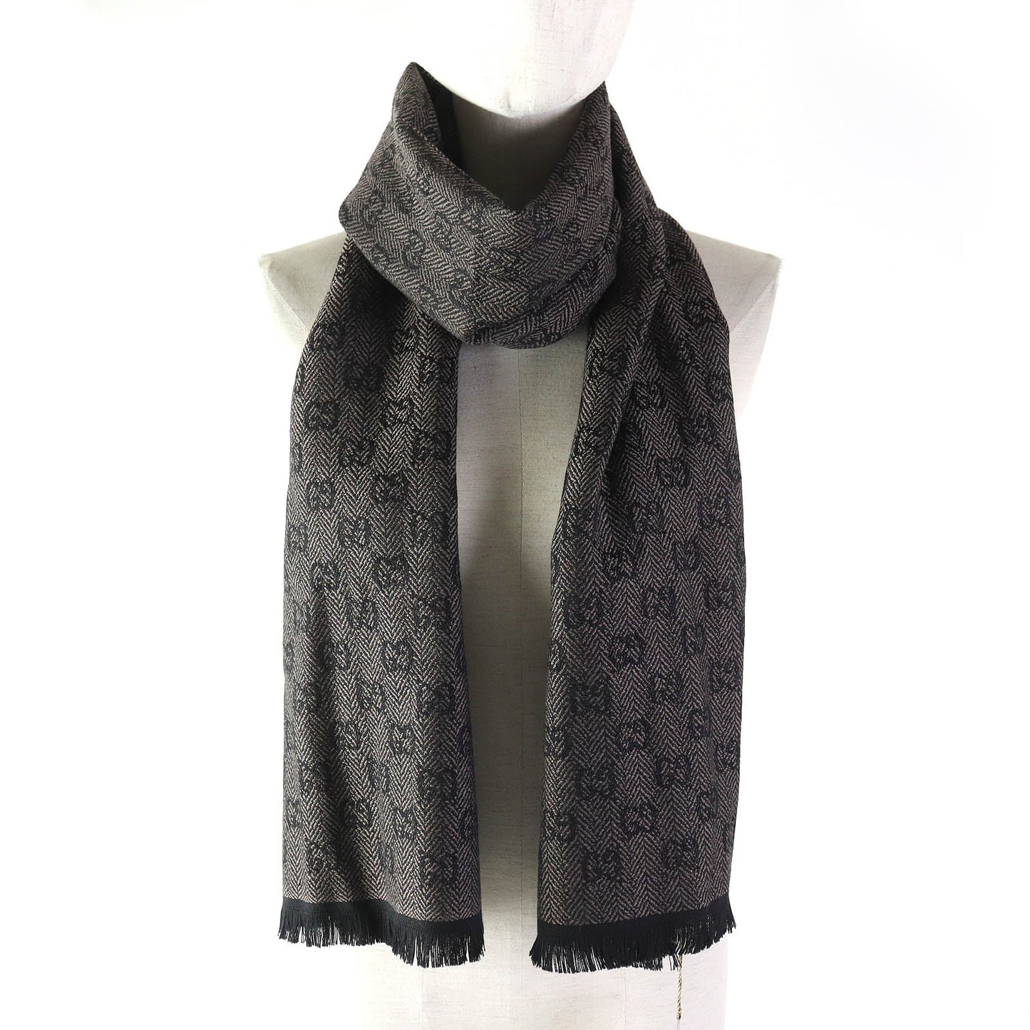 GUCCI Scarf Main: 100% wool Brown black Women Used
