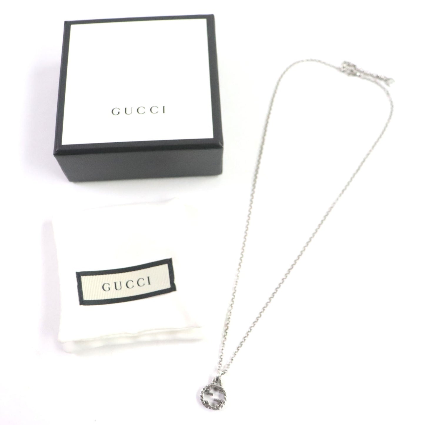 GUCCI Necklace AG925 Silver Arabesque Interlocking G