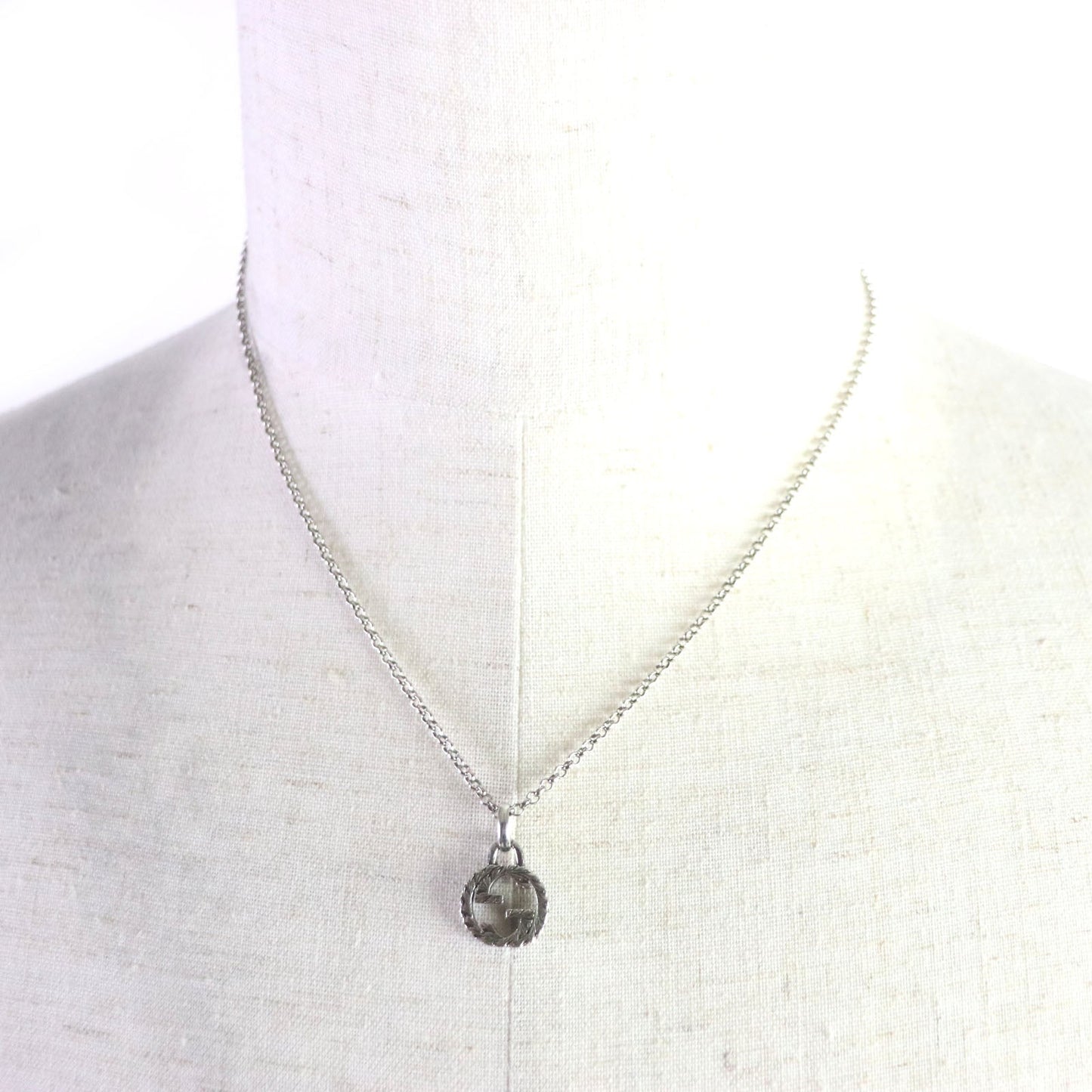 GUCCI Necklace AG925 Silver Arabesque Interlocking G