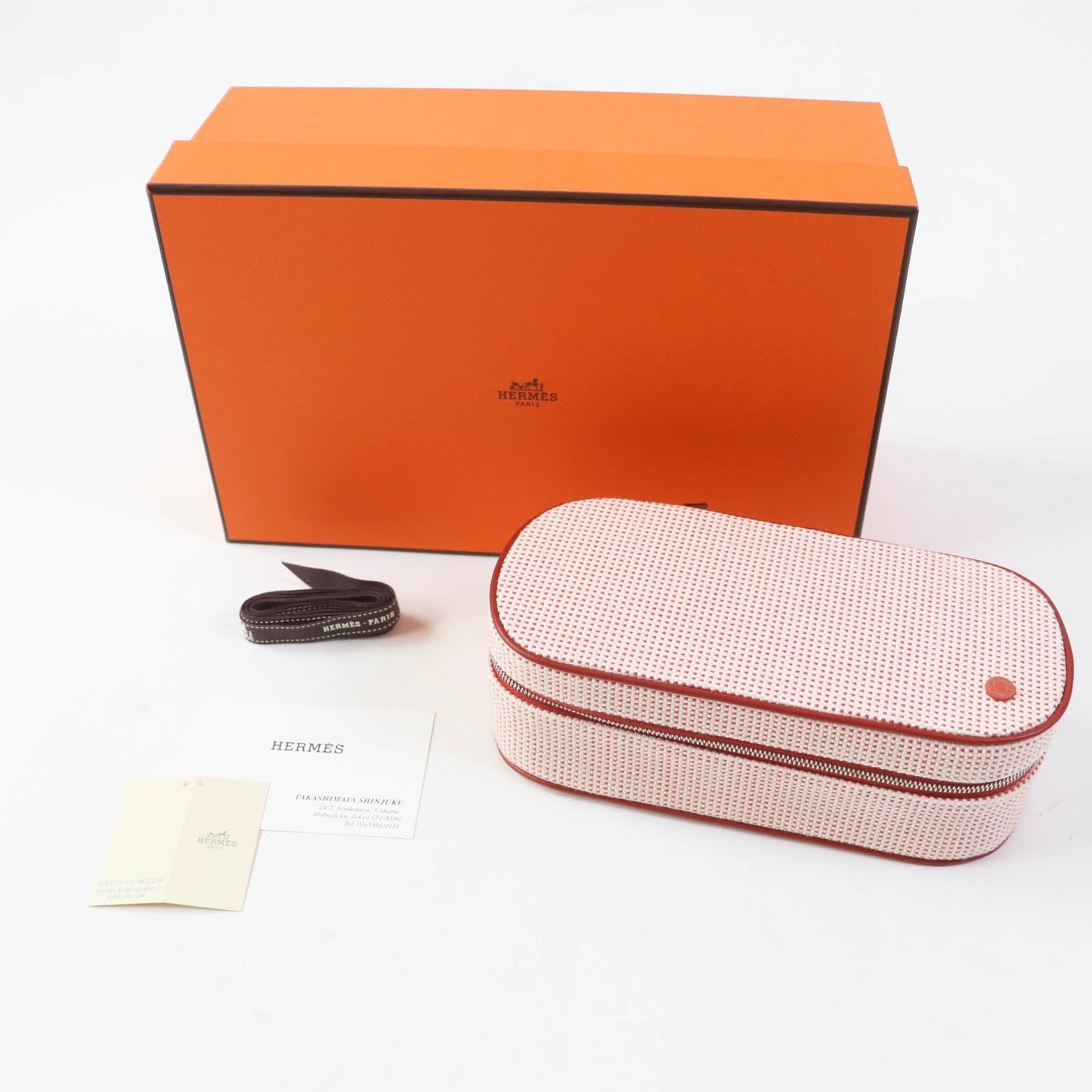 HERMES Cosmetics Pouch cotton Orange red Escal