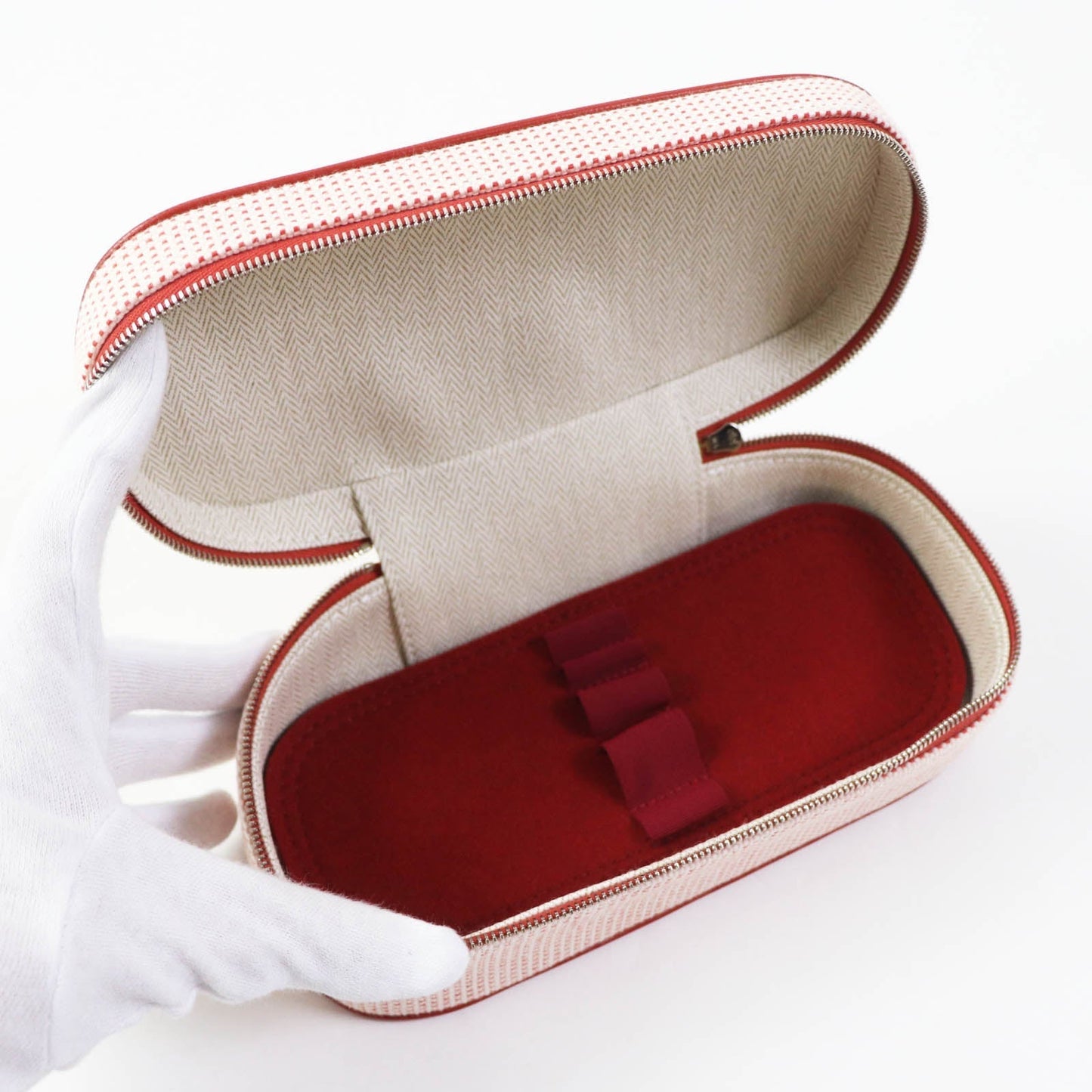 HERMES Cosmetics Pouch cotton Orange red Escal