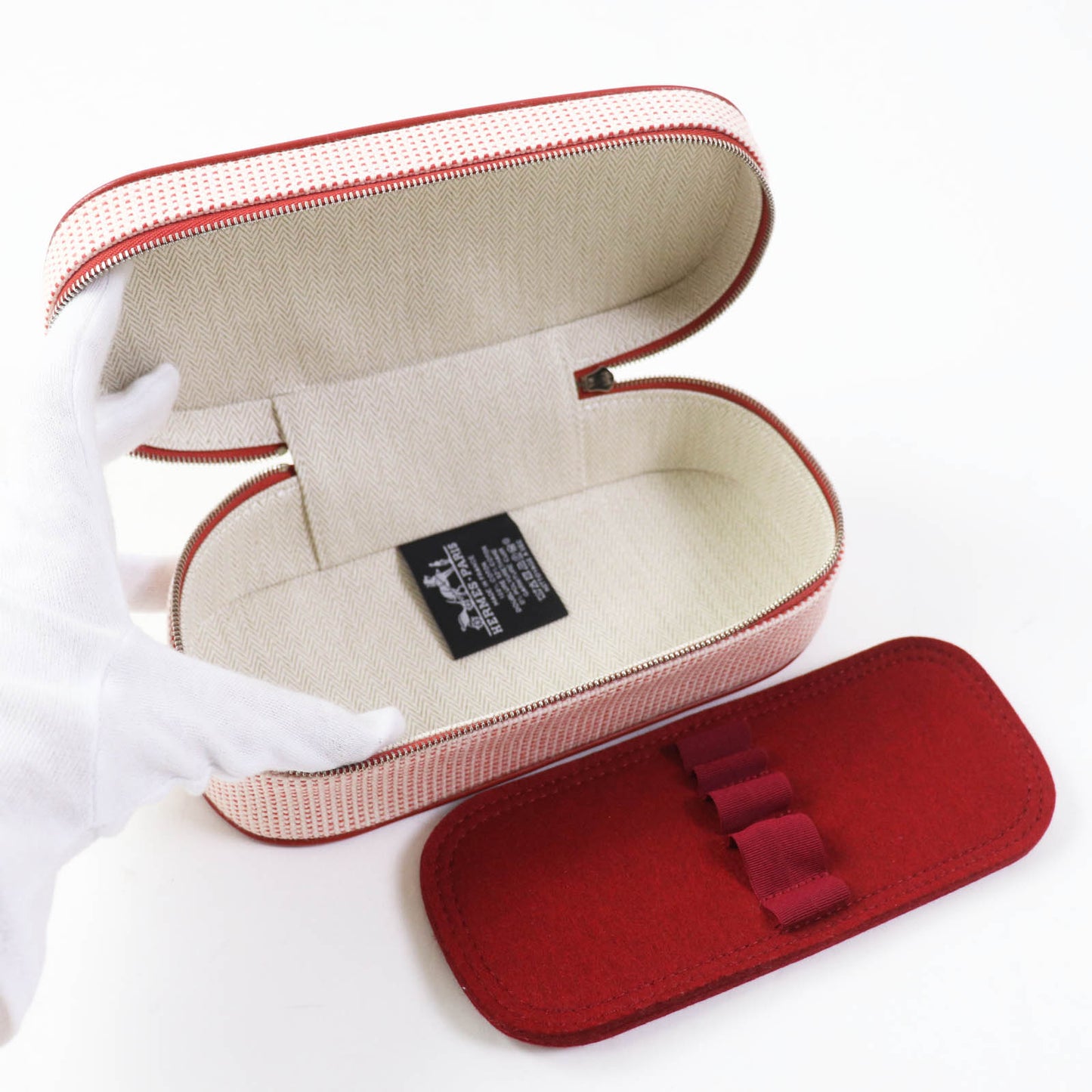 HERMES Cosmetics Pouch cotton Orange red Escal