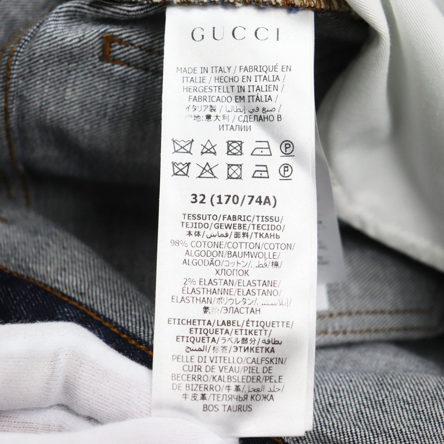 GUCCI Denim pants 623953 cotton Indigo blue Washed denim regular pants 32
