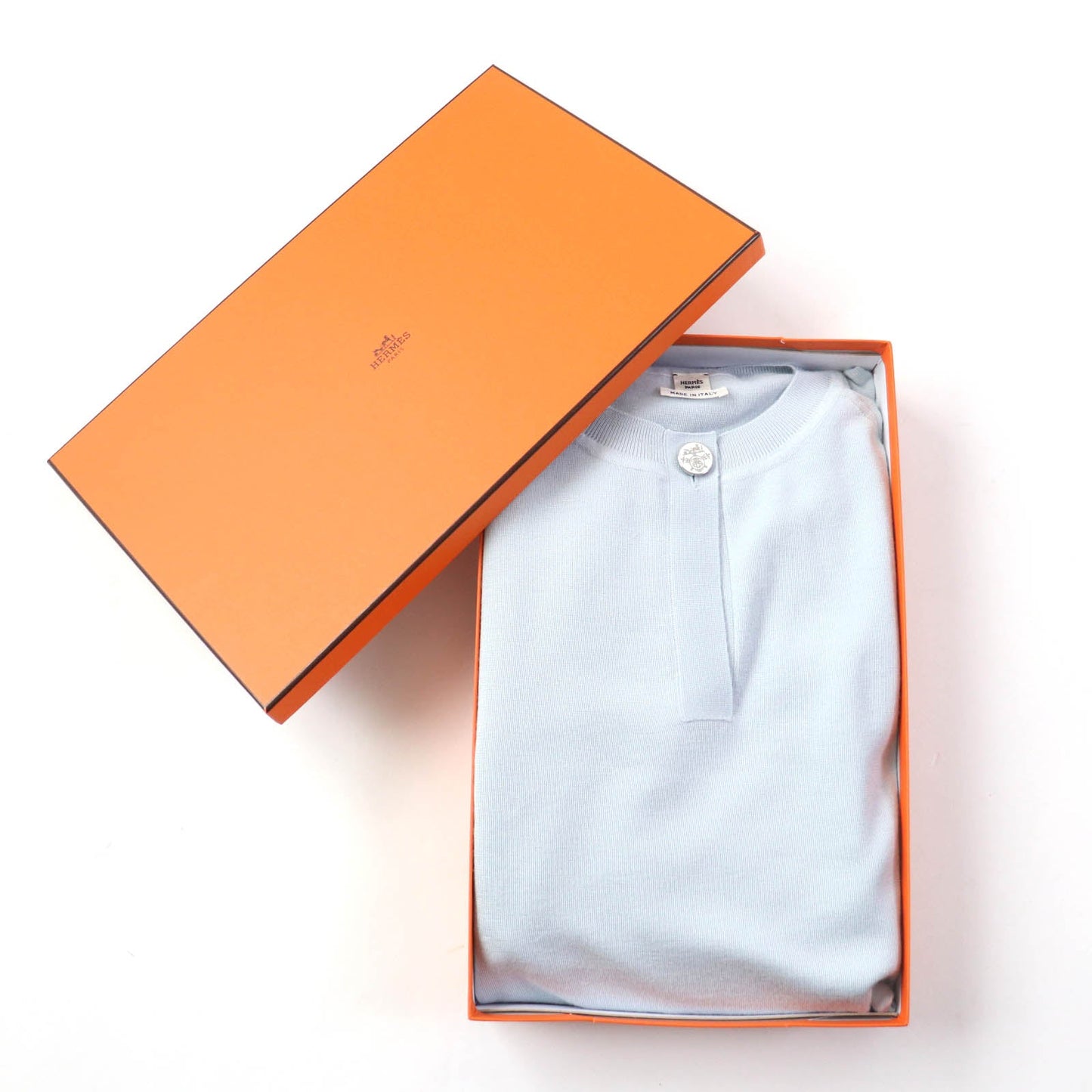 HERMES sweater silk Light blue 40