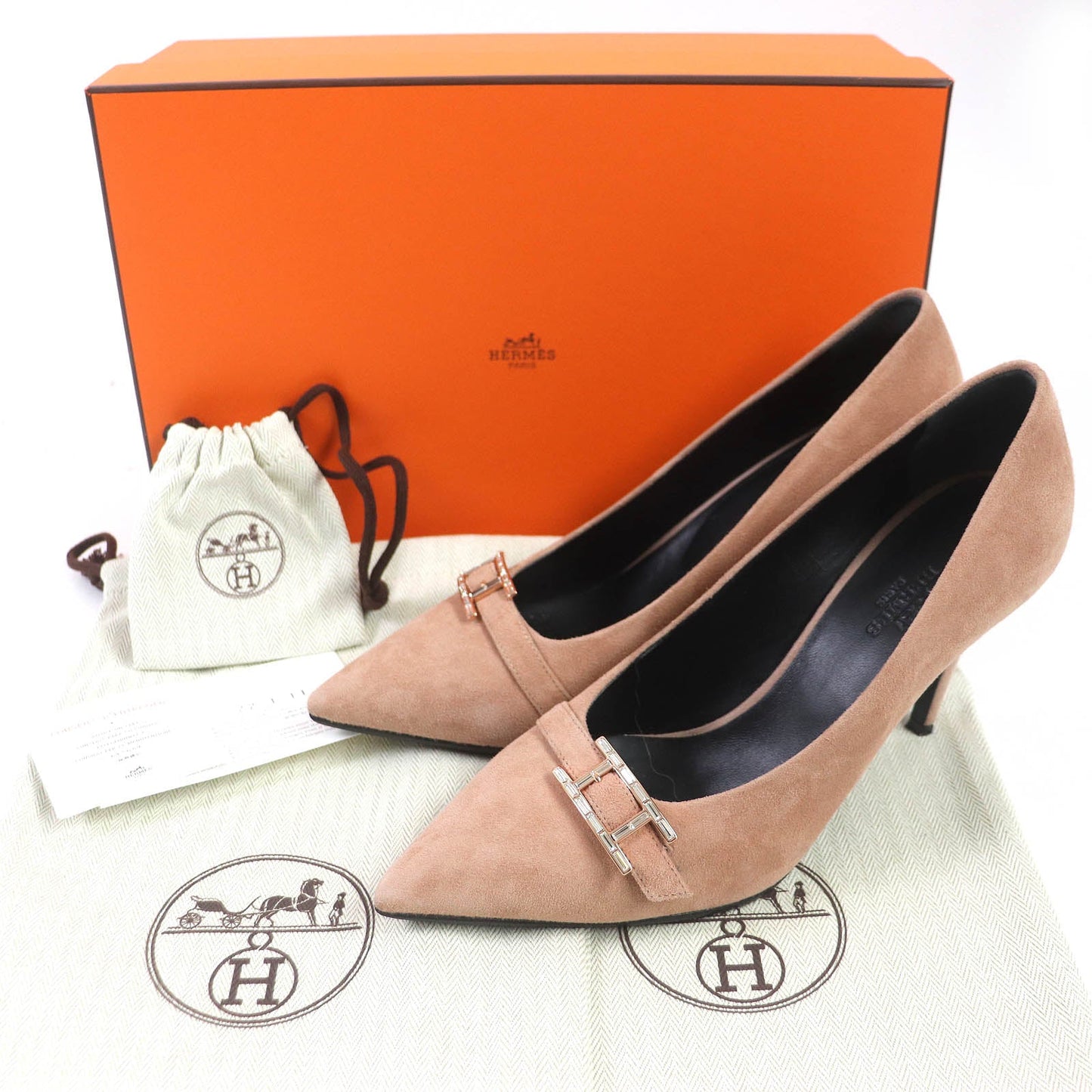 HERMES pumps BN212285Z2106 Suede leather Pink beige type blush 40 37