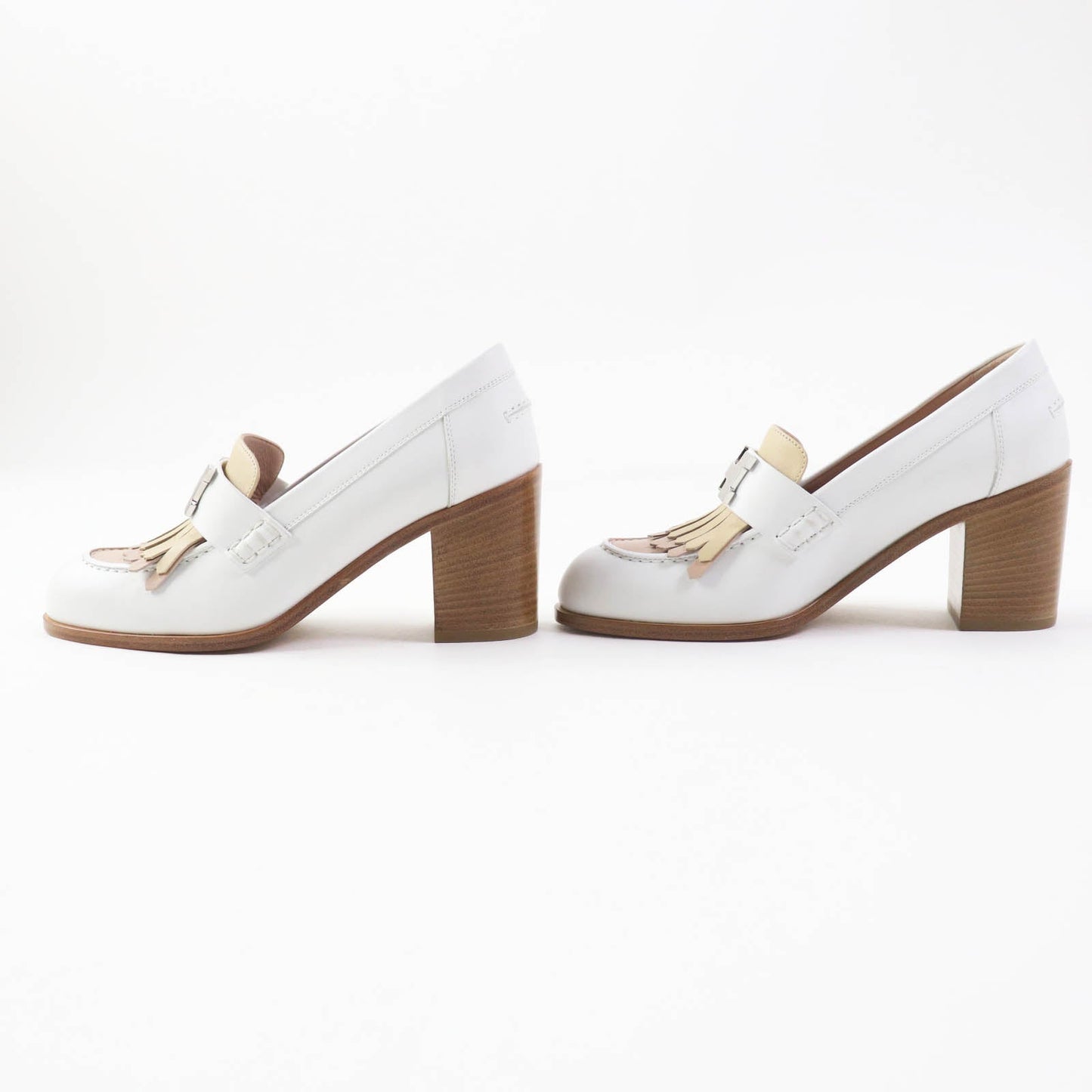 HERMES pumps leather White beige Constance Elysee 70 35.5