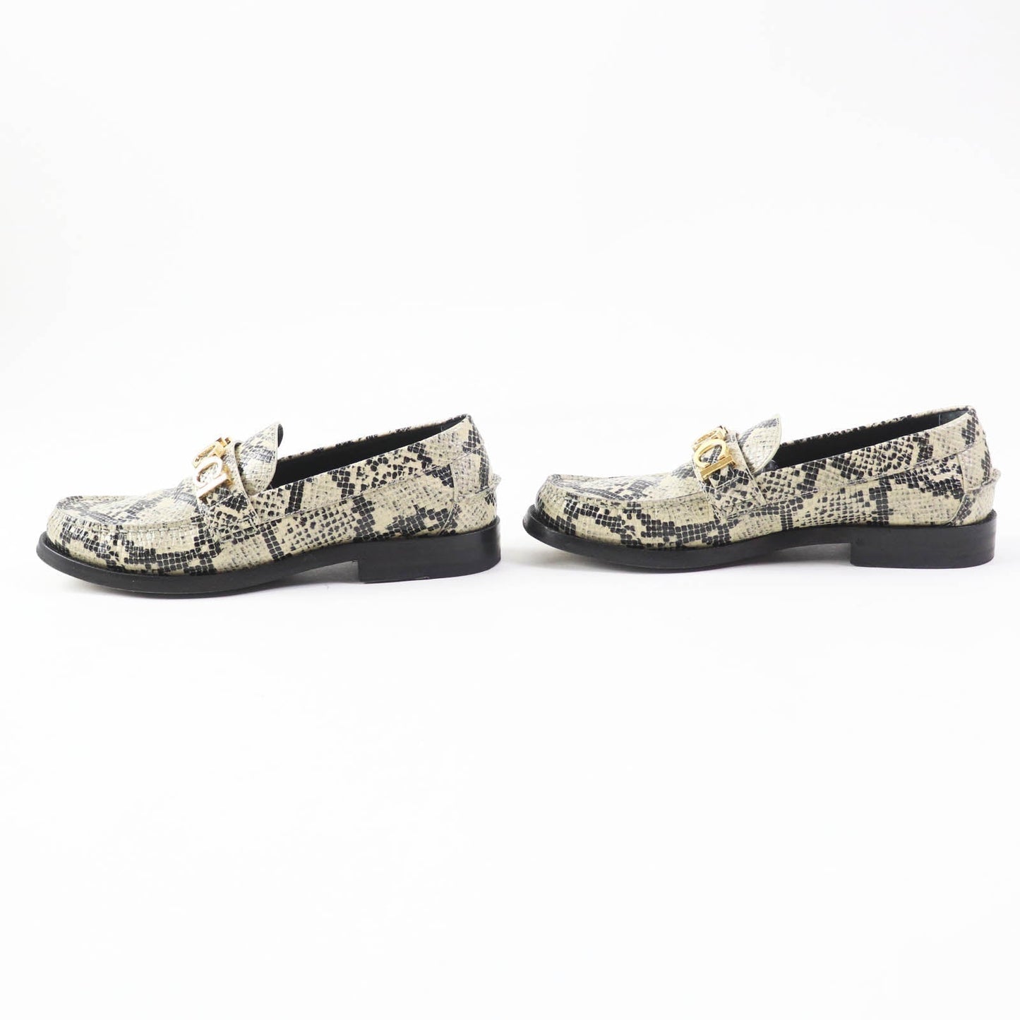 GUCCI loafers 700036 Embossed leather Beige black 38