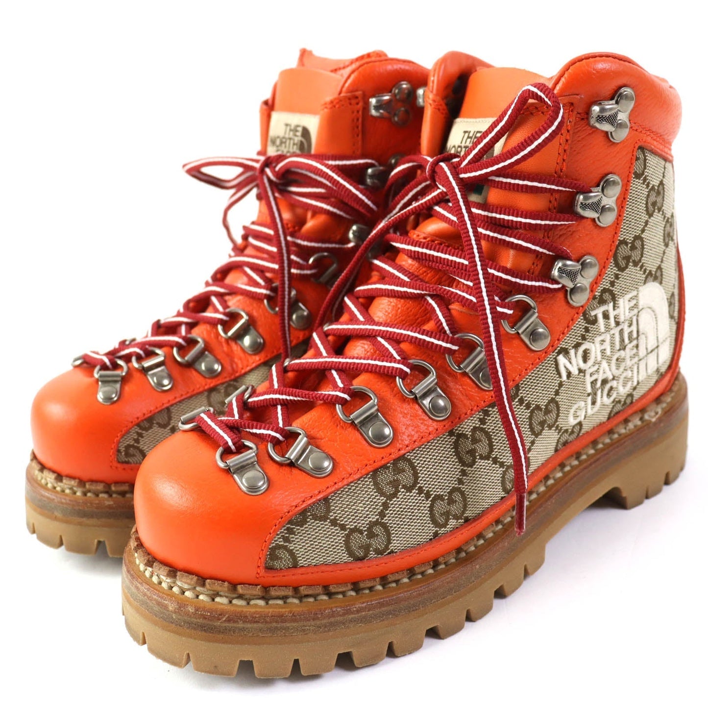GUCCI boots 679927 Main: Leather, Main: Canvas Orange beige North Face Collaboration Women 36 Used