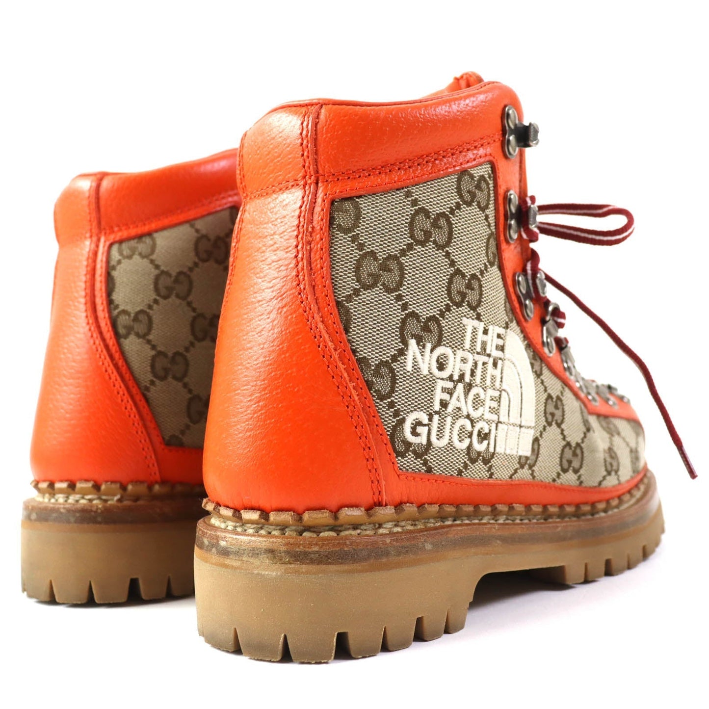 GUCCI boots 679927 Main: Leather, Main: Canvas Orange beige North Face Collaboration Women 36 Used