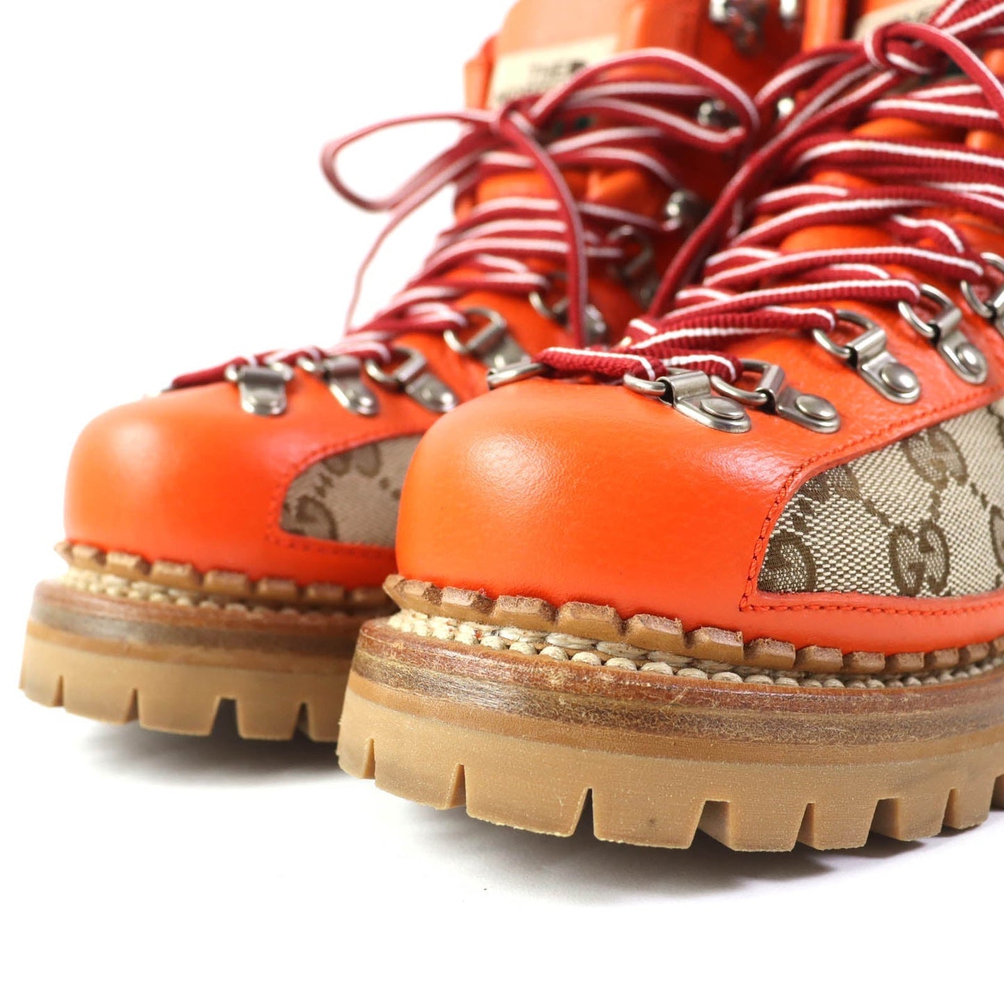 GUCCI boots 679927 Main: Leather, Main: Canvas Orange beige North Face Collaboration Women 36 Used