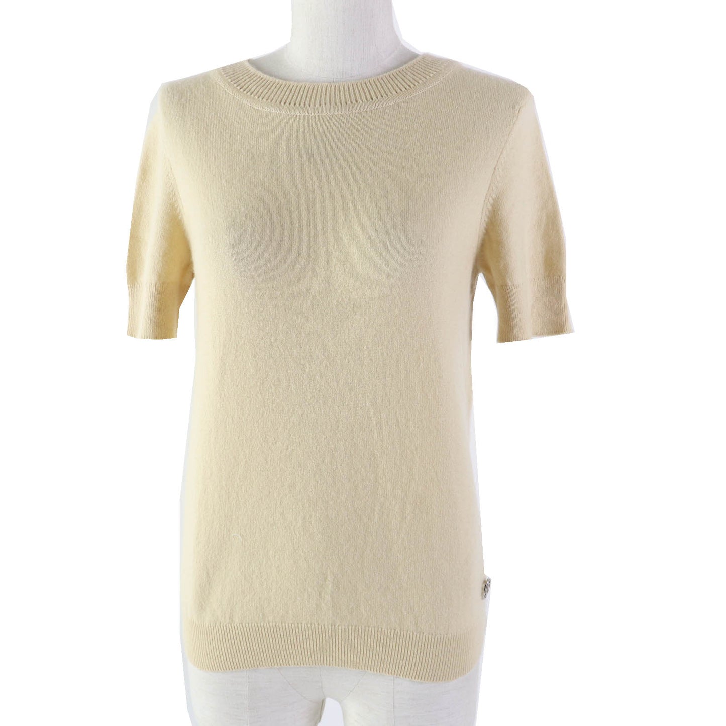 HERMES Short sleeve knit 06-7700 cashmere beige 36