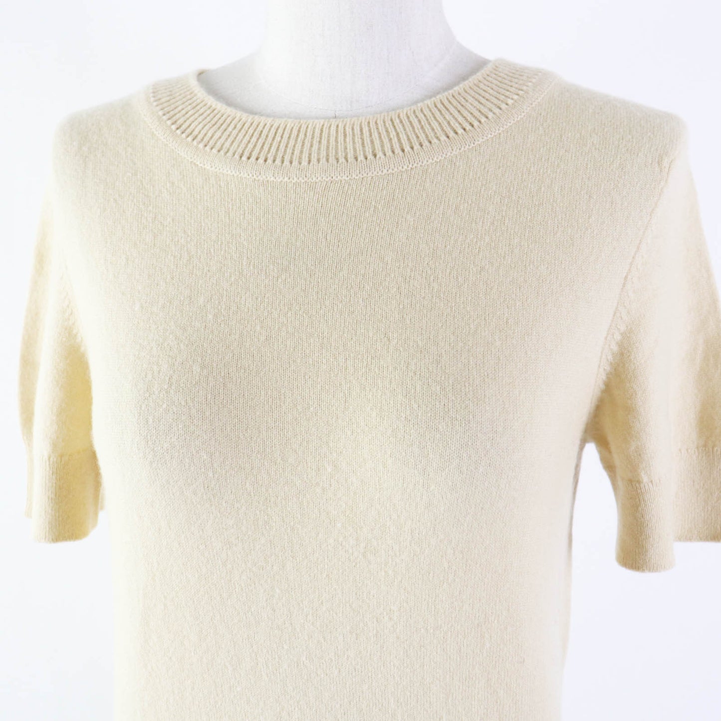 HERMES Short sleeve knit 06-7700 cashmere beige 36