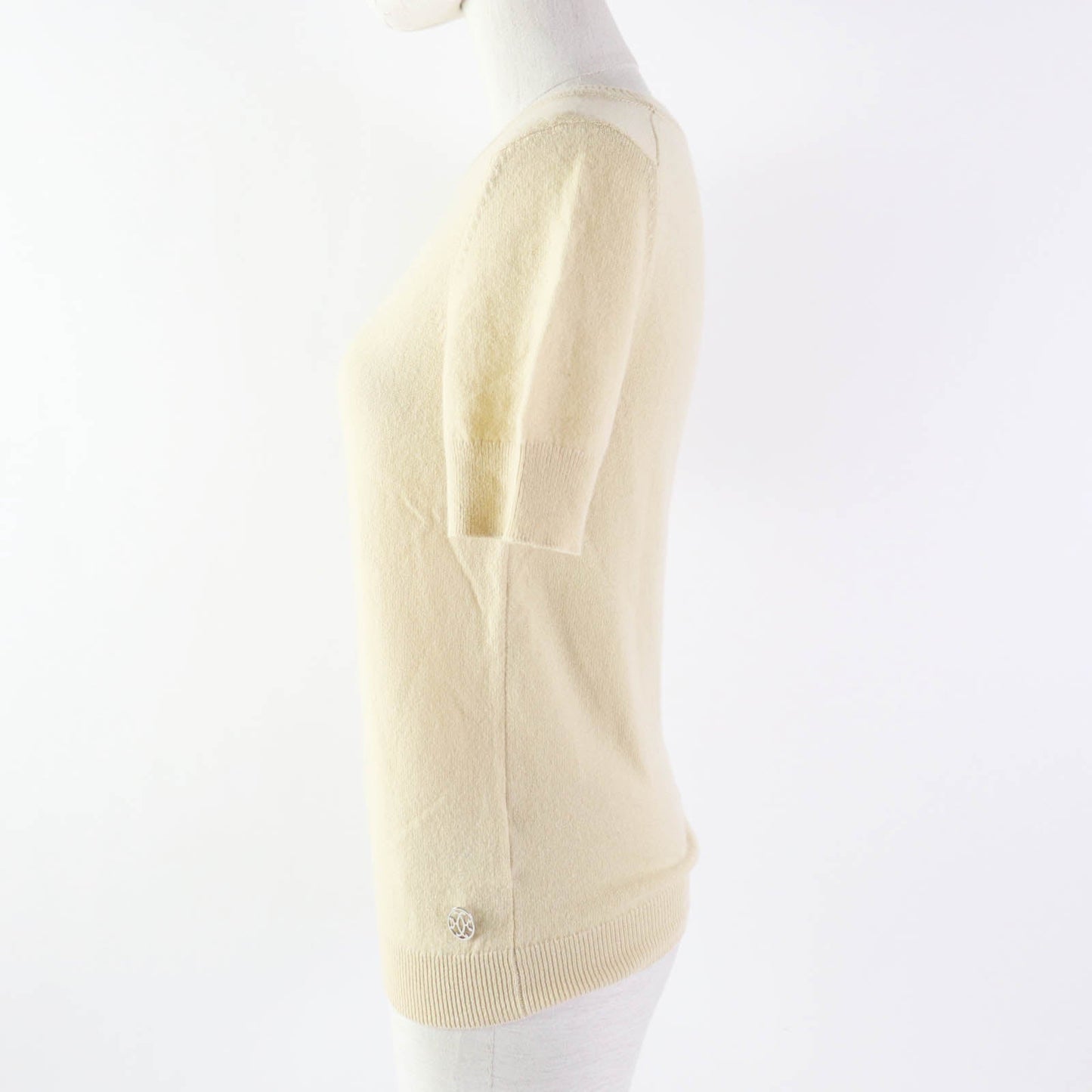 HERMES Short sleeve knit 06-7700 cashmere beige 36
