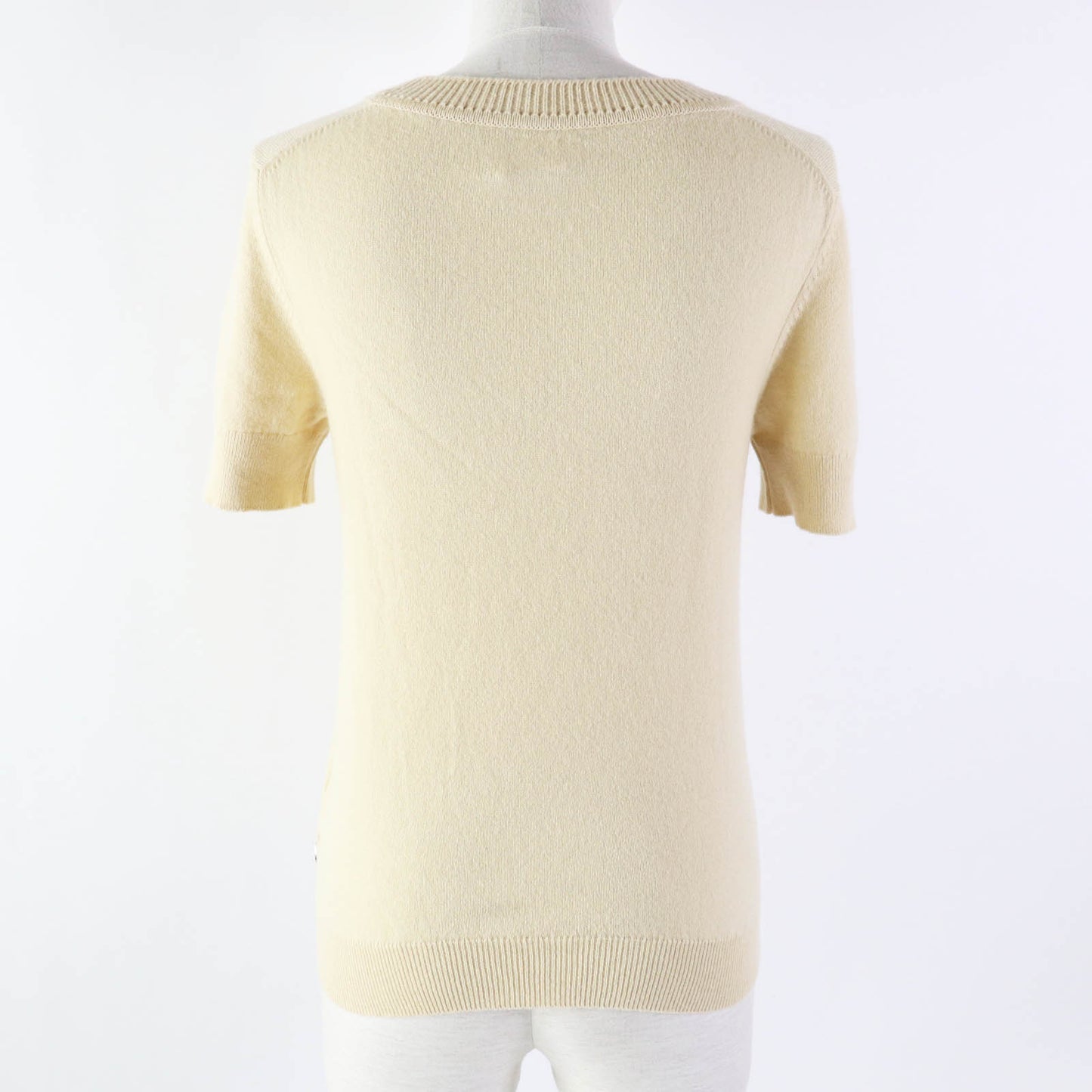 HERMES Short sleeve knit 06-7700 cashmere beige 36