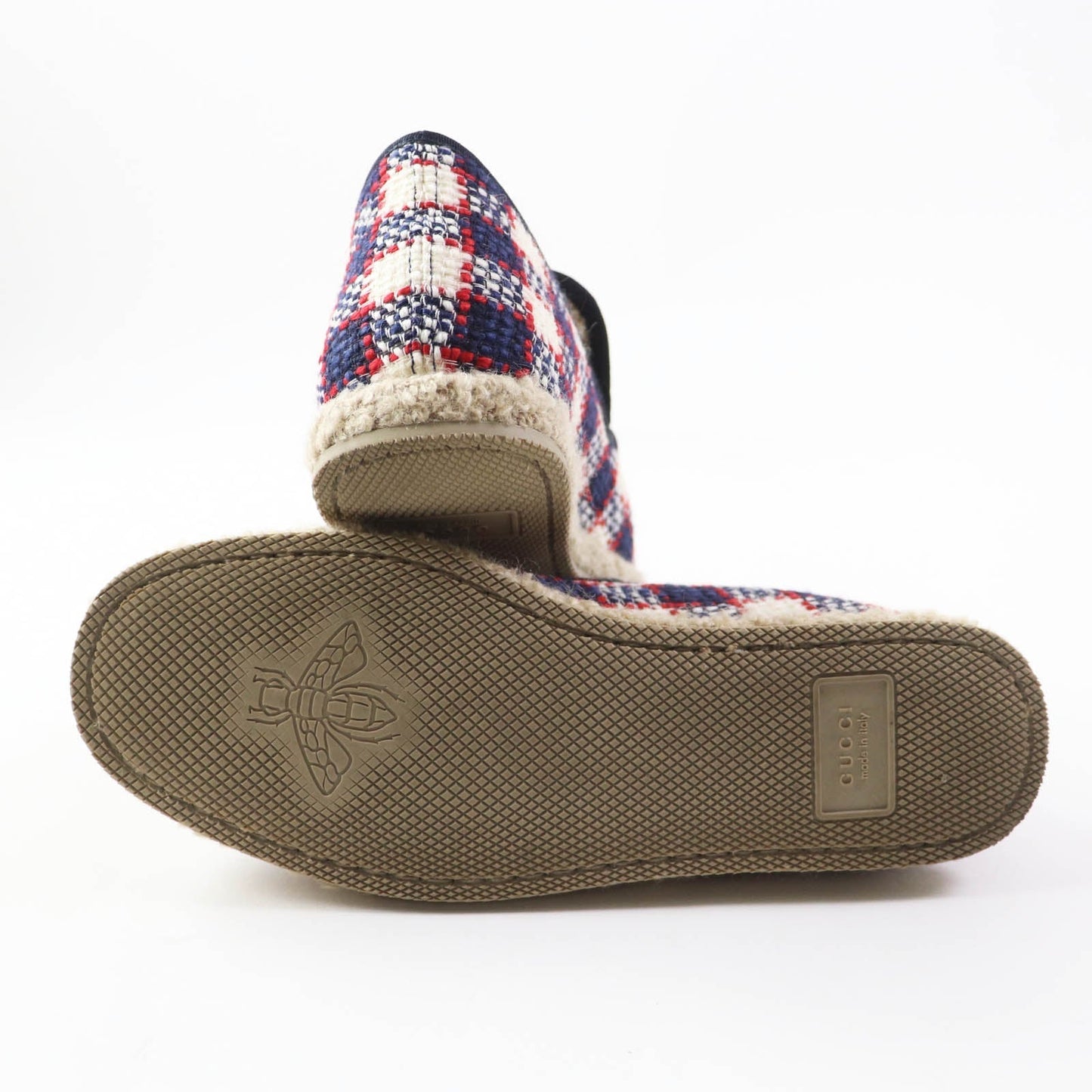 GUCCI loafers tweed Navy red white 36.5