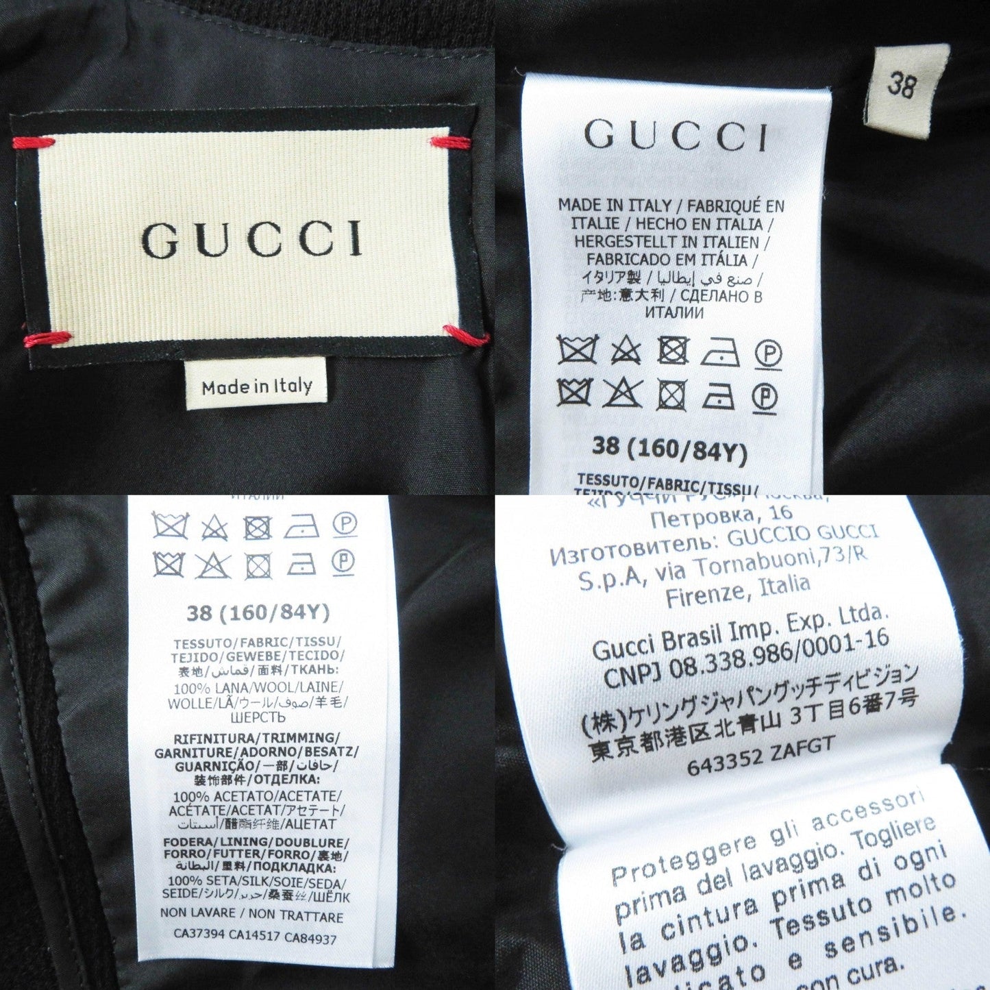 GUCCI one piece 643352 wool black 38