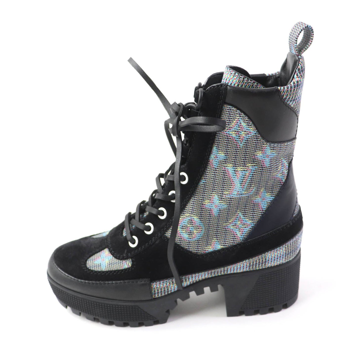 LOUIS VUITTON Ankle boots Main: Leather, Part: Suede Black multicolor Laurier Line Women 34.5 Used
