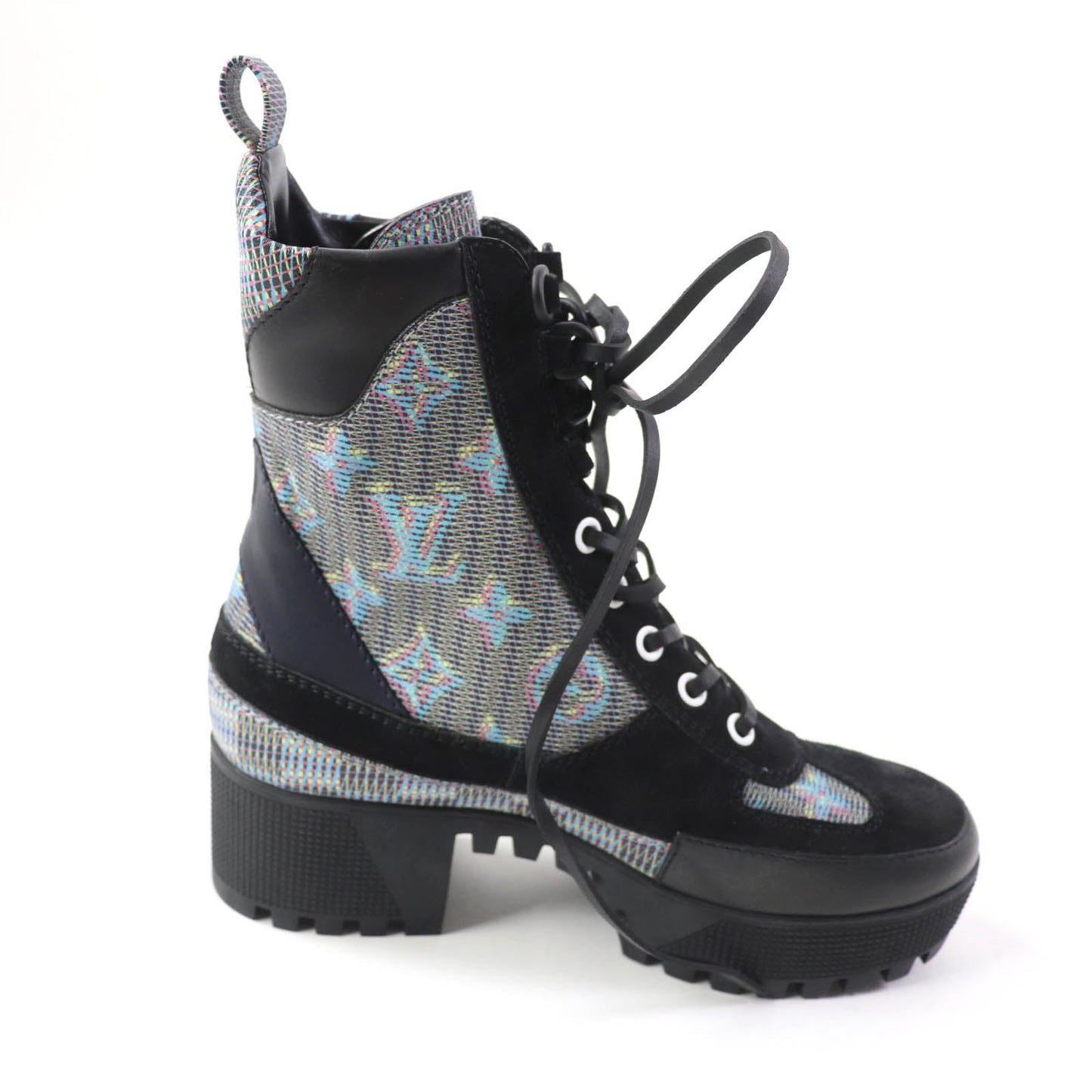 LOUIS VUITTON Ankle boots Main: Leather, Part: Suede Black multicolor Laurier Line Women 34.5 Used