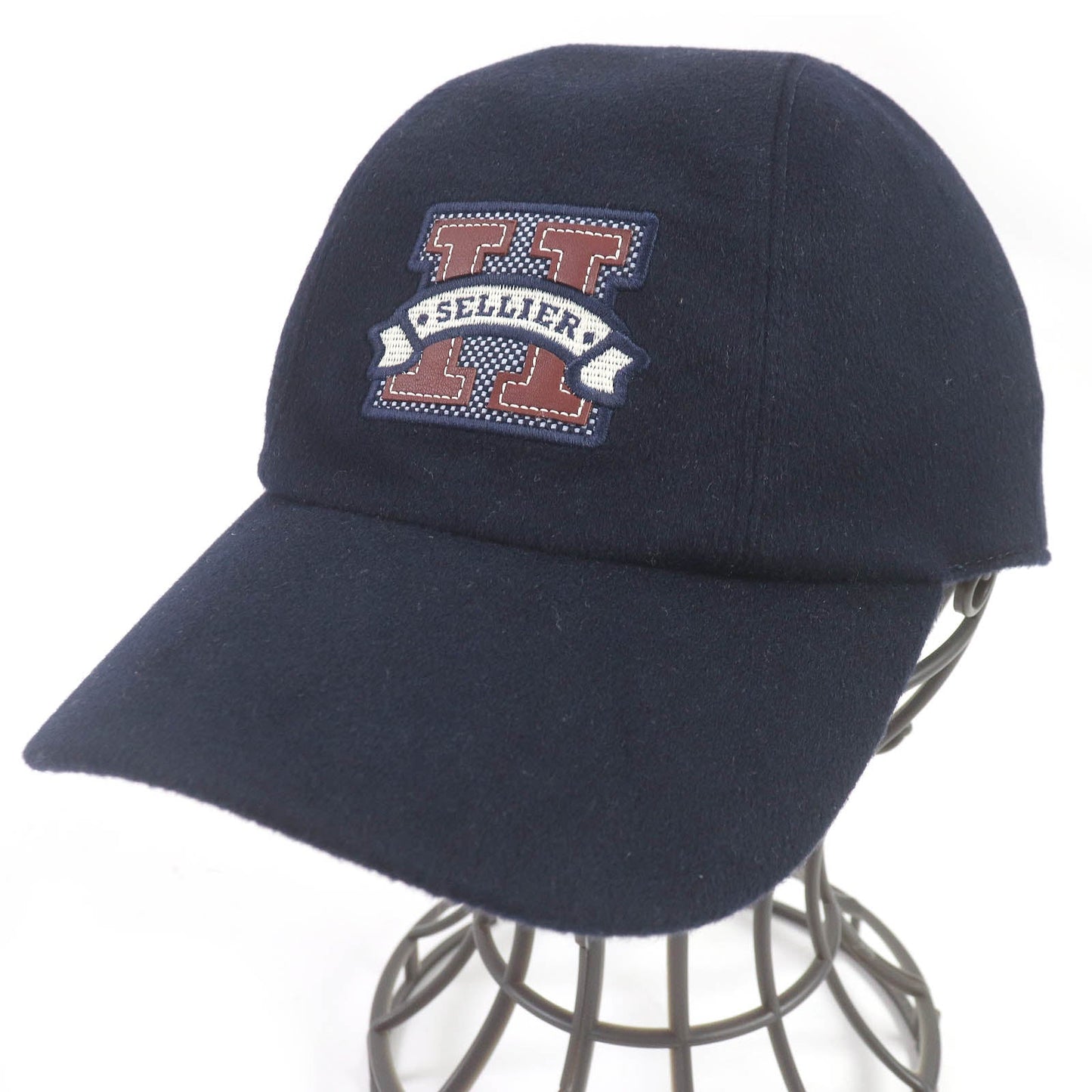 HERMES cap cashmere Navy Davis H. Cellier Cap