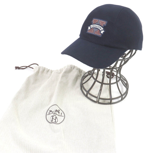 HERMES cap cashmere Navy Davis H. Cellier Cap