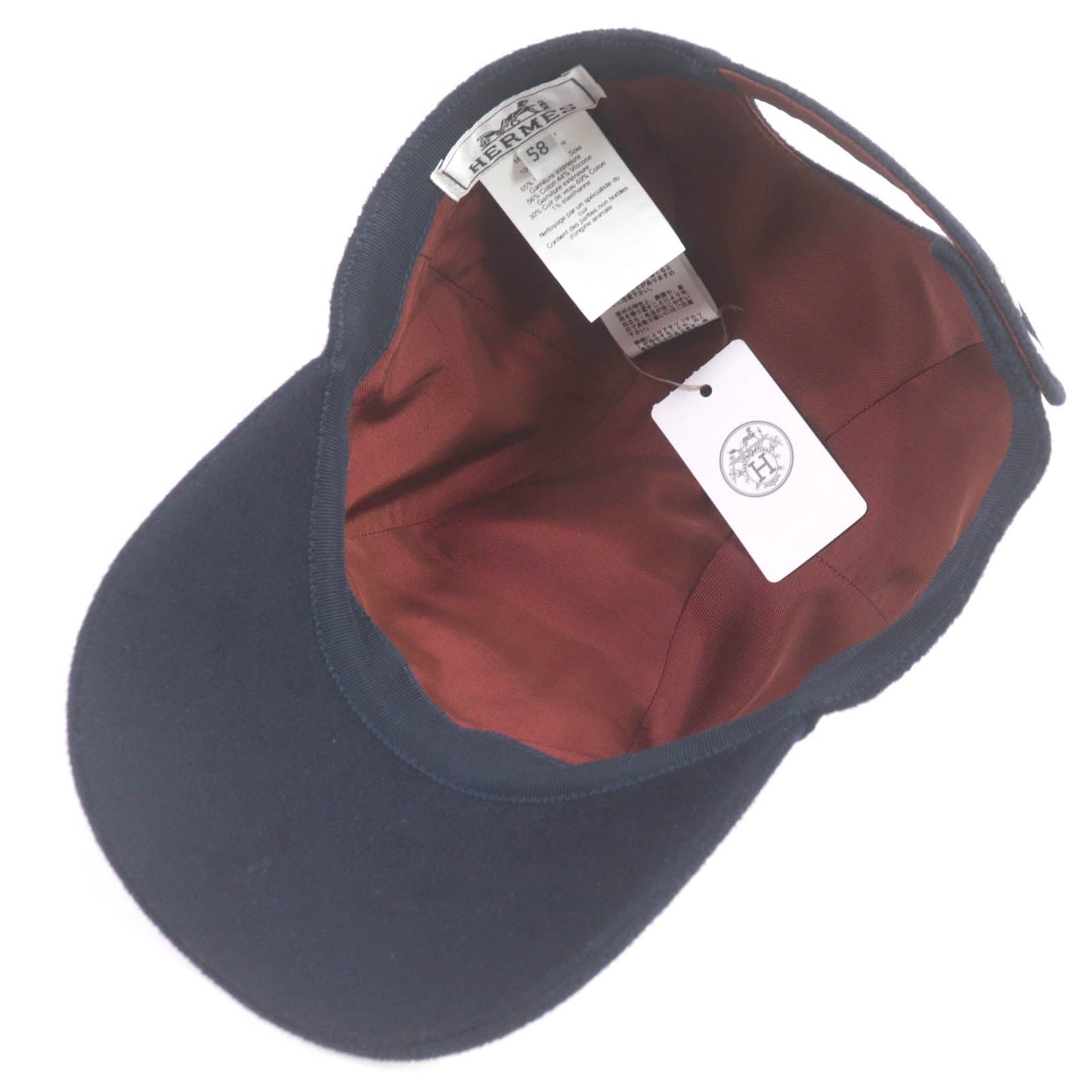 HERMES cap cashmere Navy Davis H. Cellier Cap