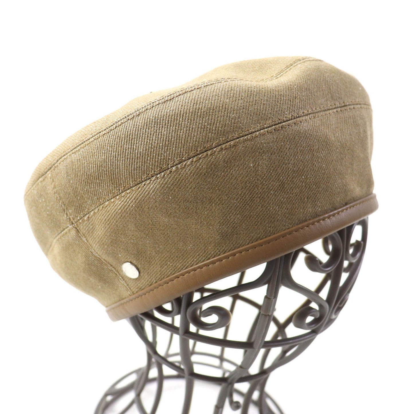 HERMES beret cotton Brown 57