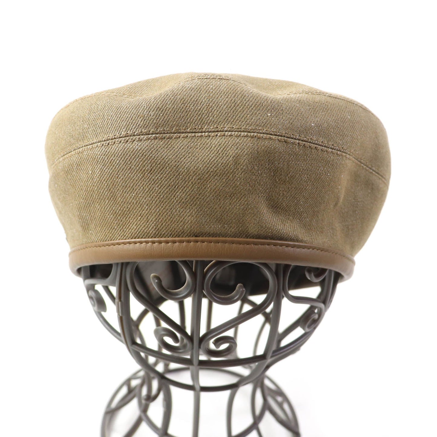 HERMES beret cotton Brown 57