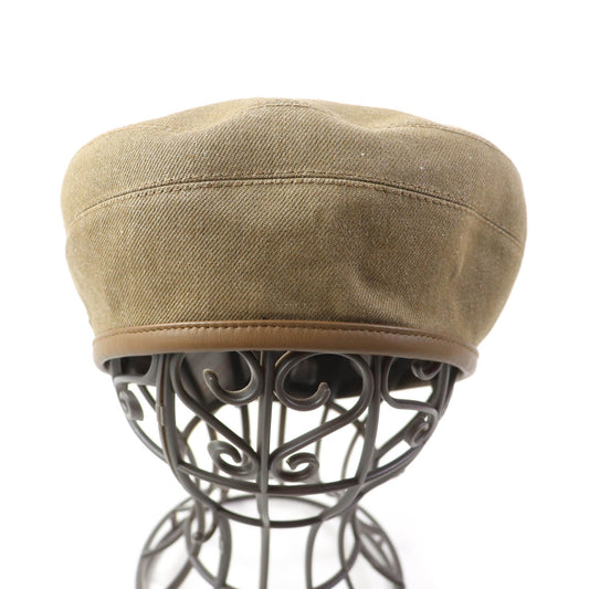 HERMES beret cotton Brown 57