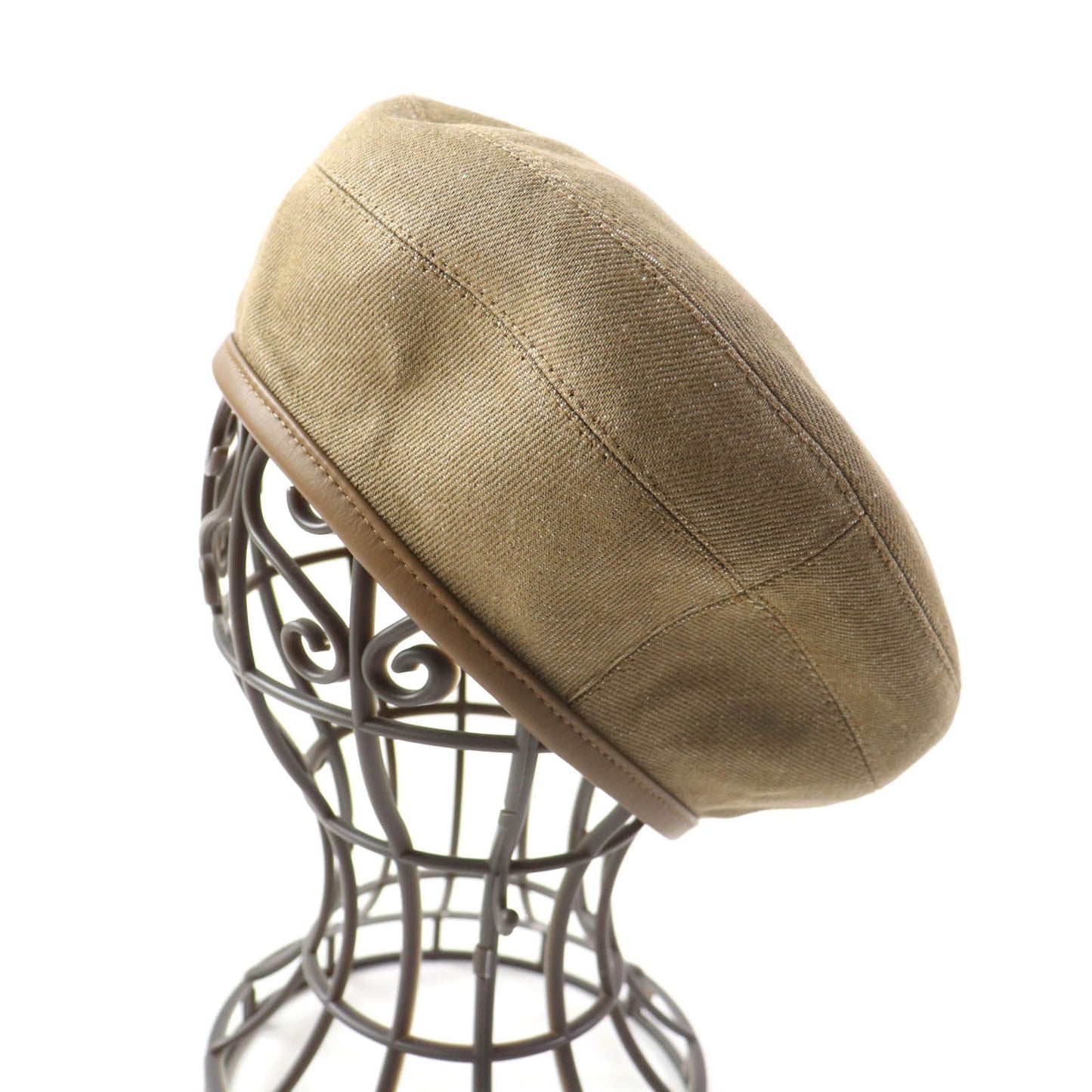 HERMES beret cotton Brown 57