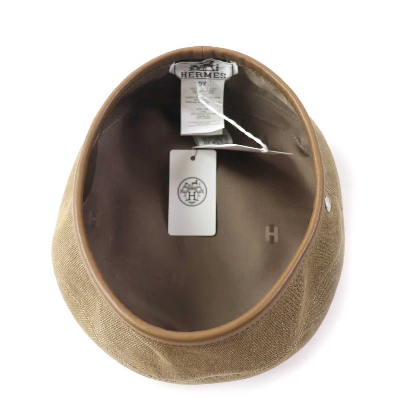 HERMES beret cotton Brown 57
