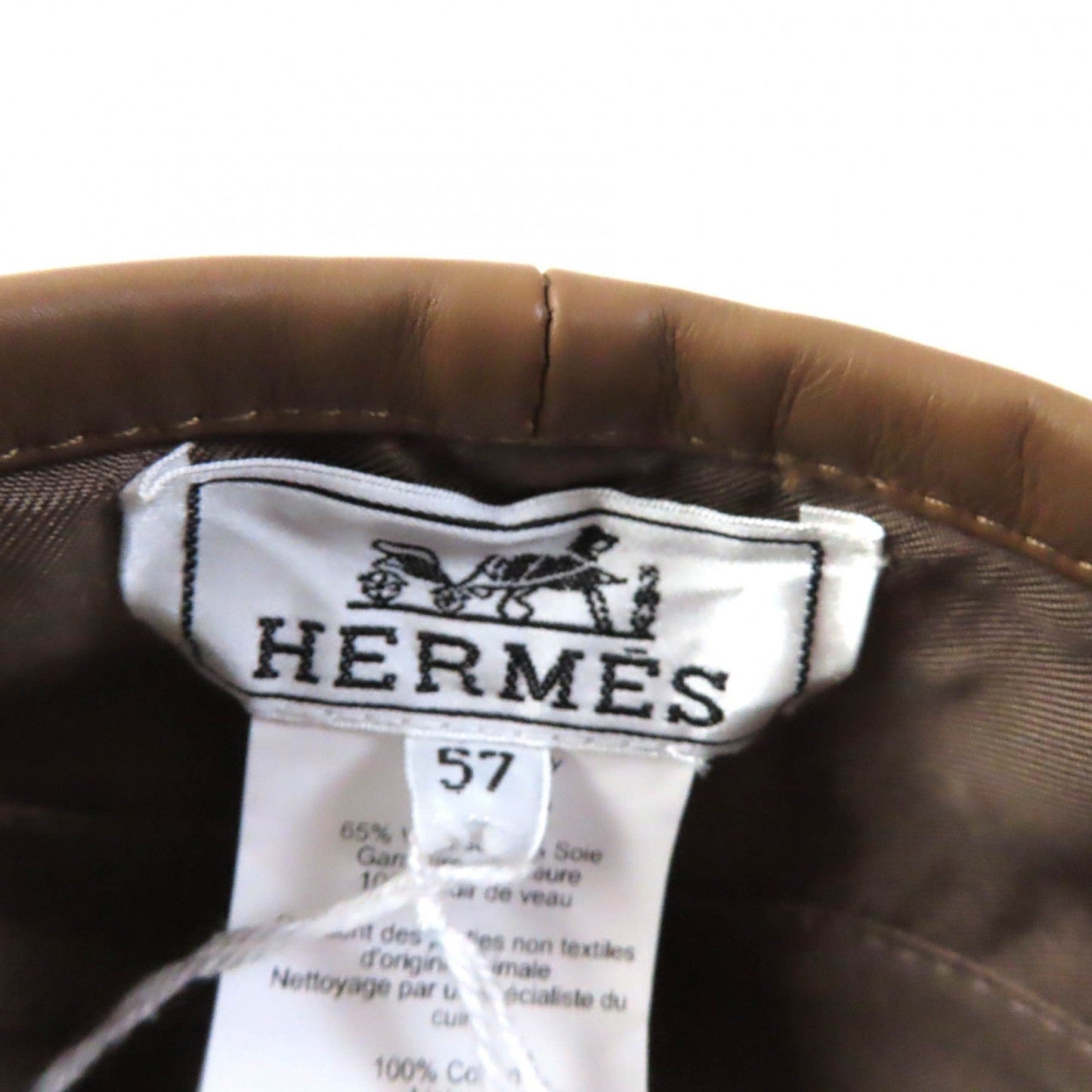 HERMES beret cotton Brown 57