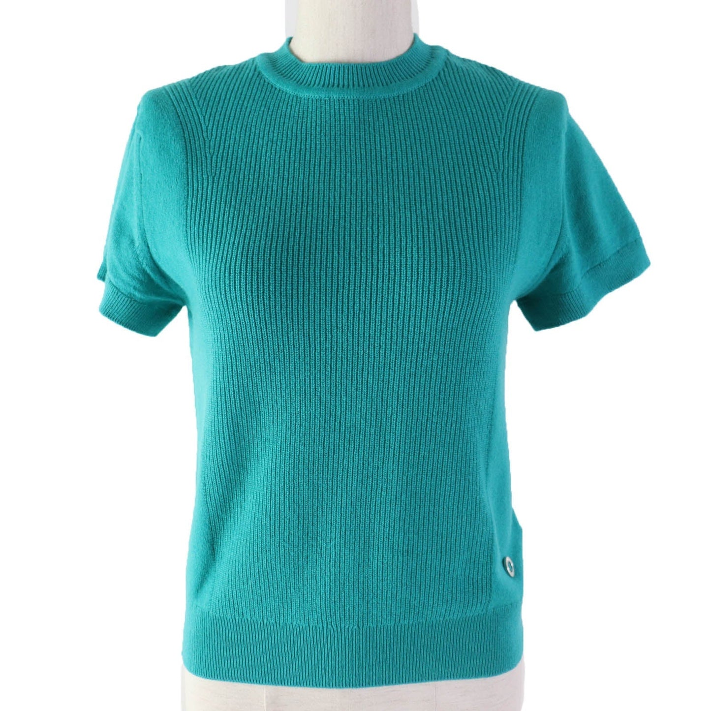 HERMES Short sleeve knit cashmere Green type 36