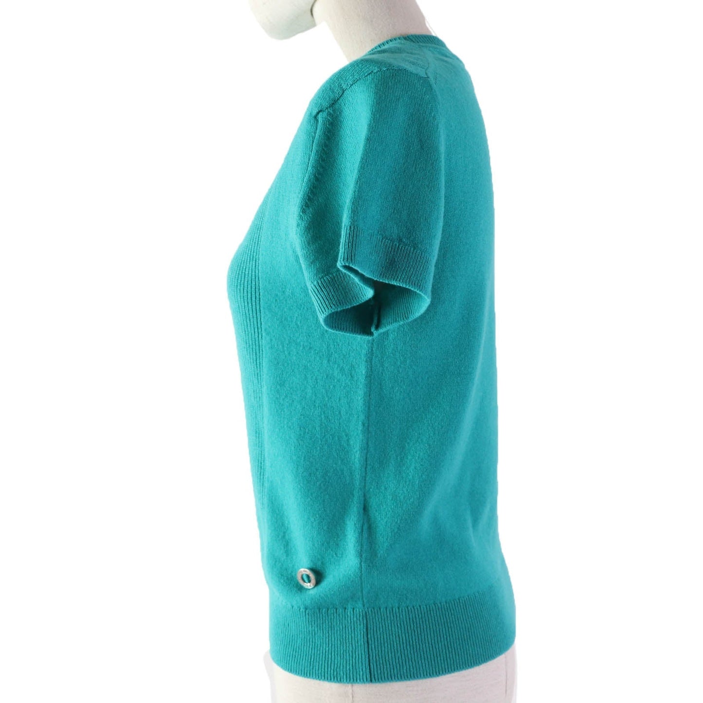 HERMES Short sleeve knit cashmere Green type 36
