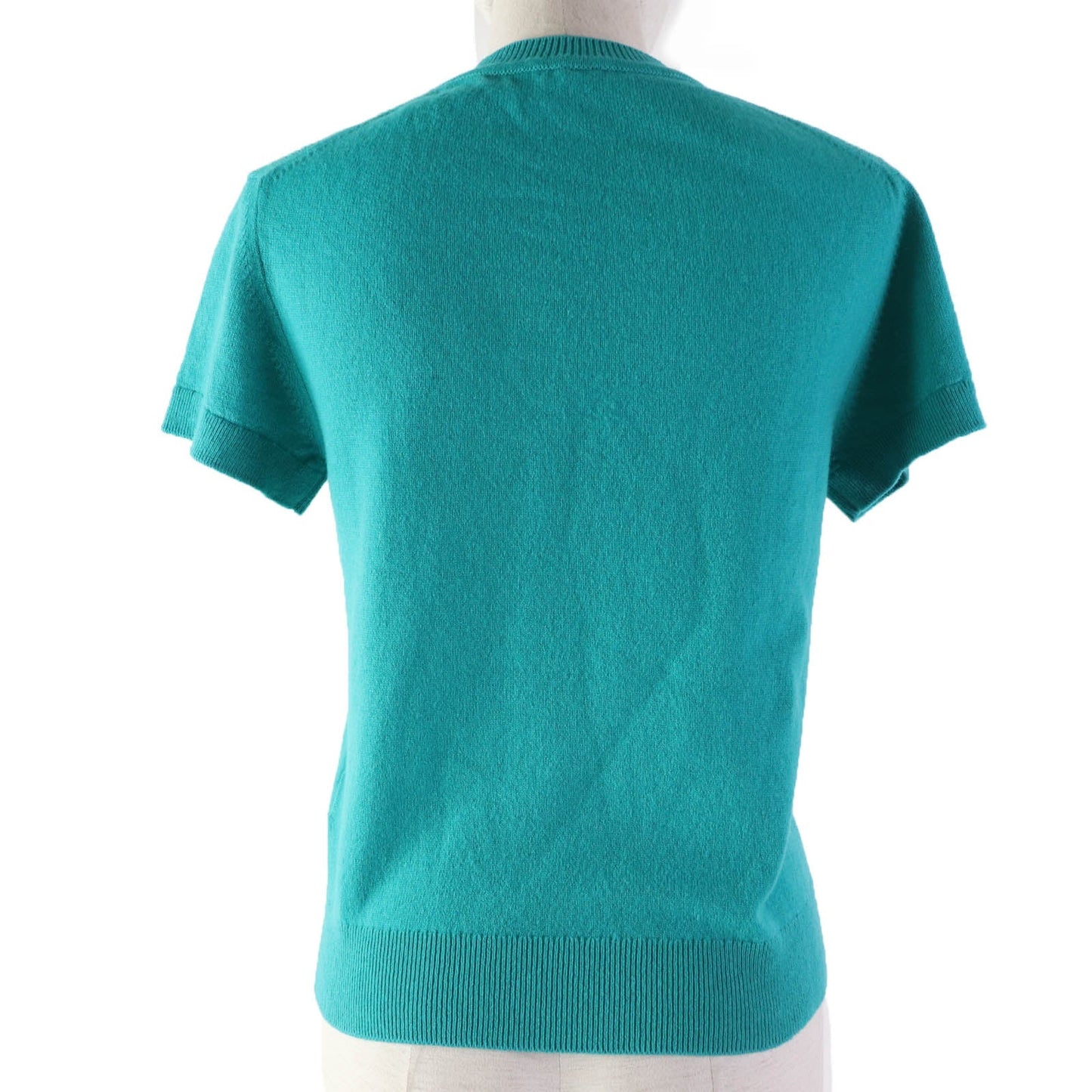 HERMES Short sleeve knit cashmere Green type 36