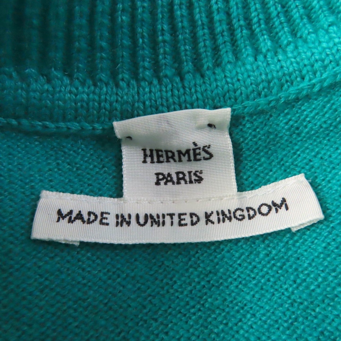 HERMES Short sleeve knit cashmere Green type 36